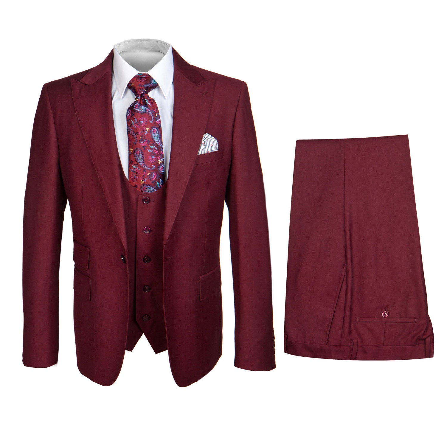 GR CLOTHING GRP DBA ROSSI U SS SYDNEY VESTED SUIT by Rossi Man/SOLID
