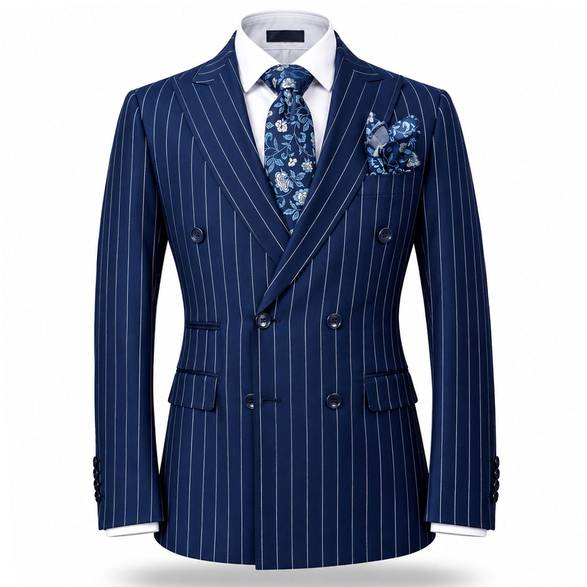 AMATZIA BGD LLC U D Ideal Peak Lapel Double-Breasted Vested Suit -9190