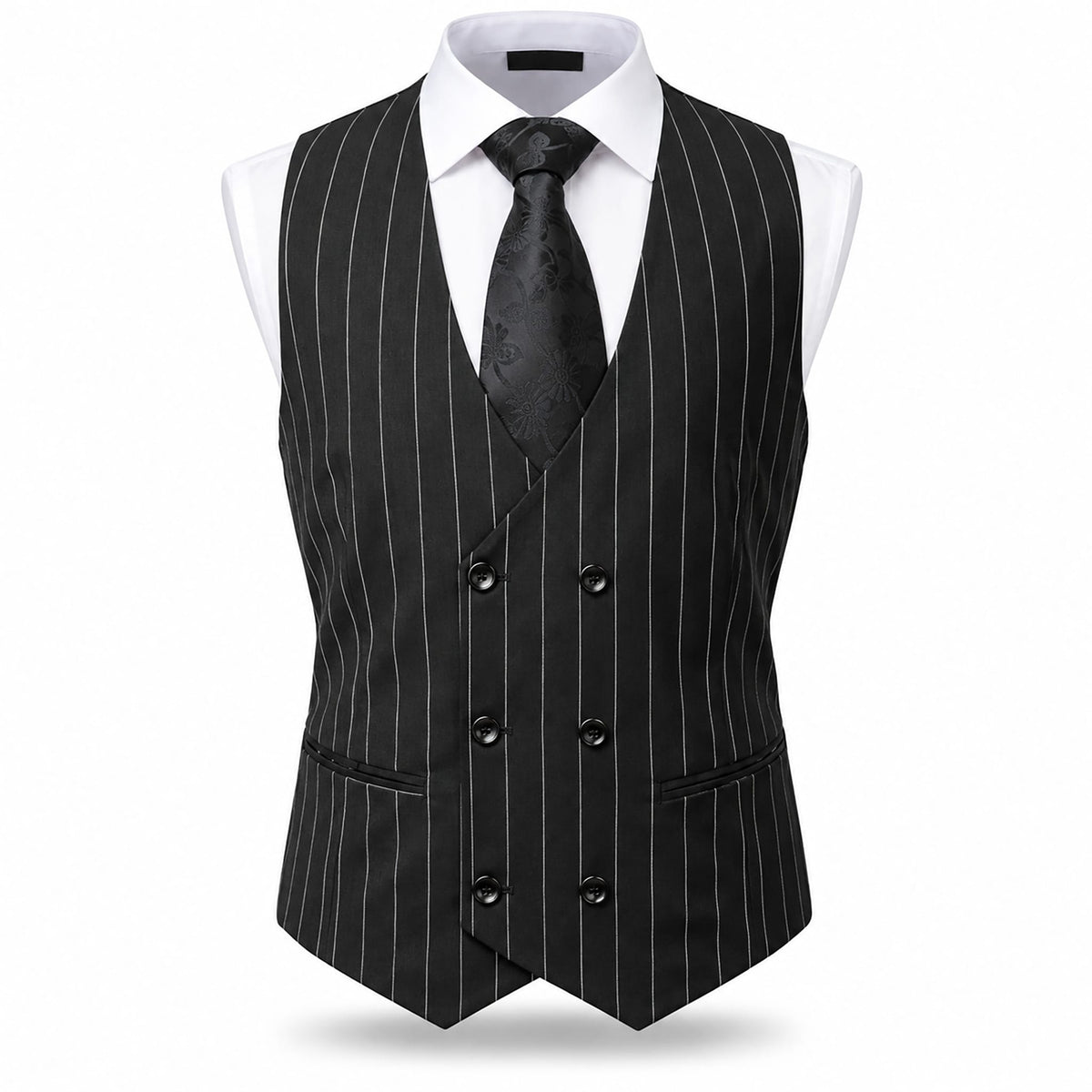 AMATZIA BGD LLC U D Ideal Peak Lapel Double-Breasted Vested Suit -9190