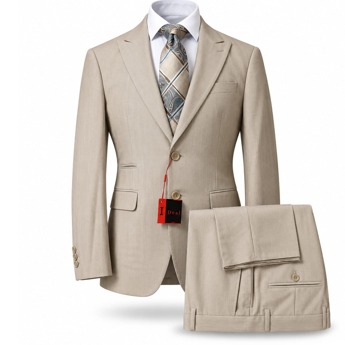 AMATZIA BGD LLC U S M TAN / 38R Ideal Peak Lapel 2-Piece Suit-80046