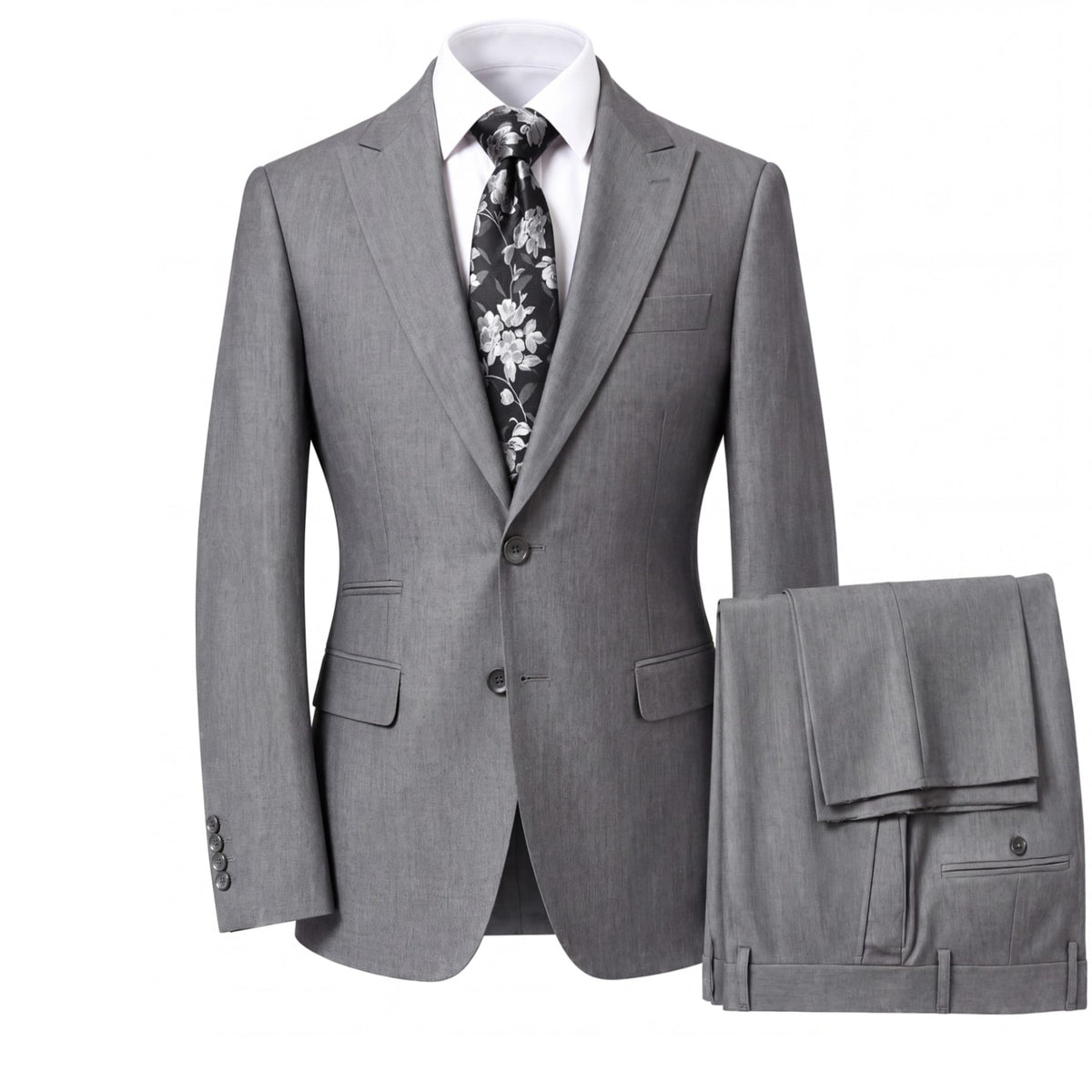 AMATZIA BGD LLC U S M L.GRAY / 38R Ideal Peak Lapel 2-Piece Suit-80046