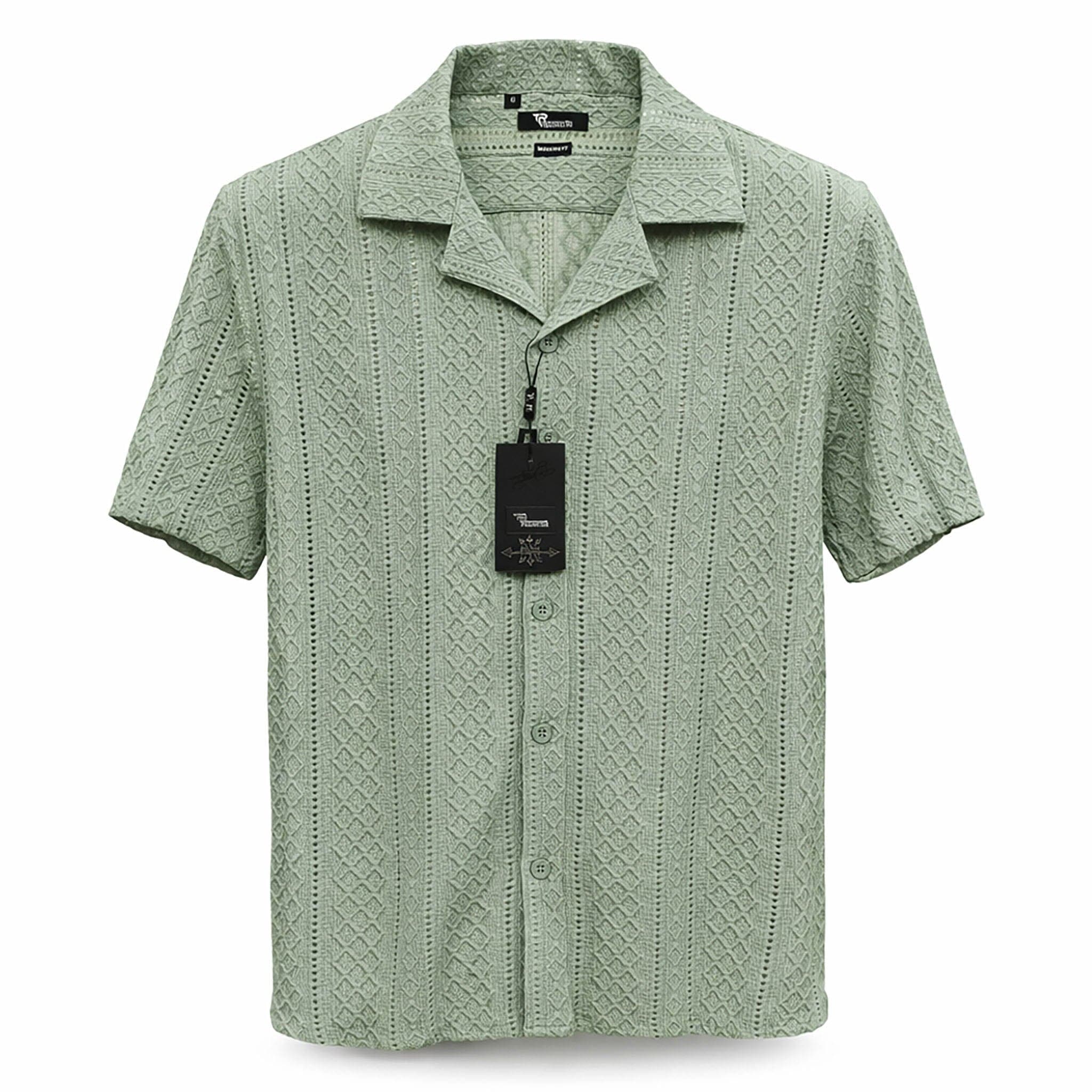 B.S.D TRADING COMPANY S A S 3007 / MED Premium Short Sleeve Shirt Textured Summer Button-Up/Trsh