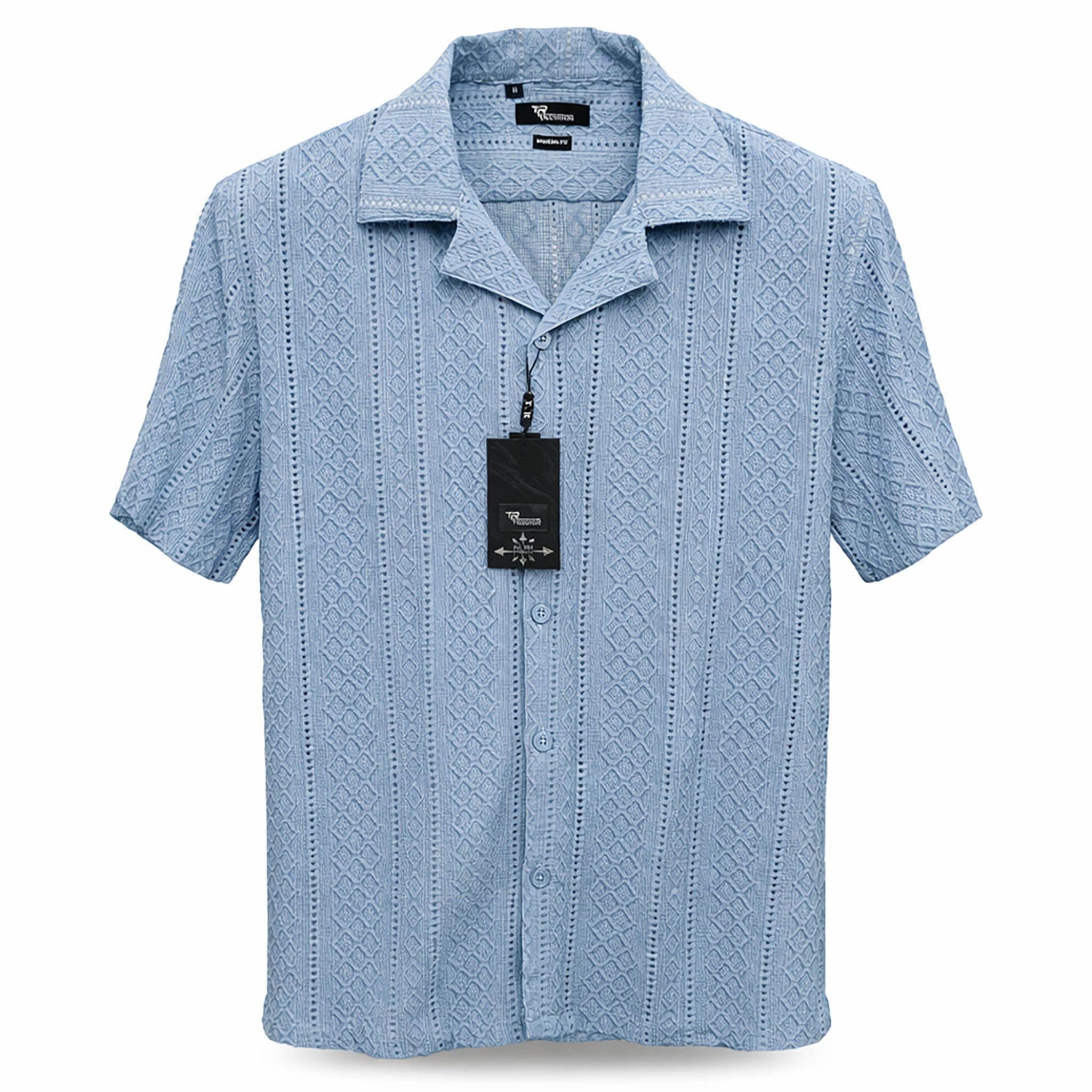 B.S.D TRADING COMPANY S A S 3008 / MED Premium Short Sleeve Shirt Textured Summer Button-Up/Trsh