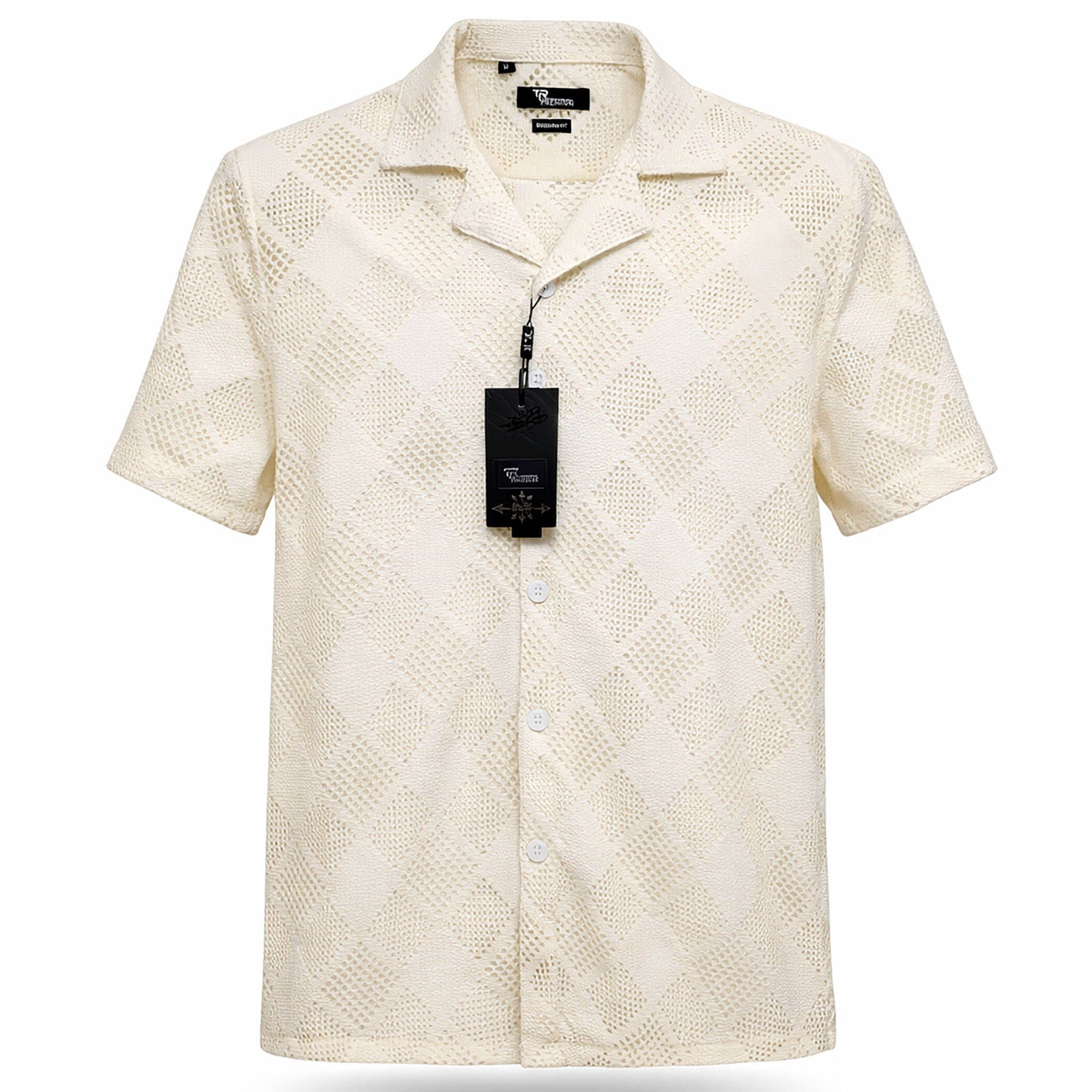 B.S.D TRADING COMPANY S A S 3018 / MED Premium Short Sleeve Shirt Textured Summer Button-Up/Trsh