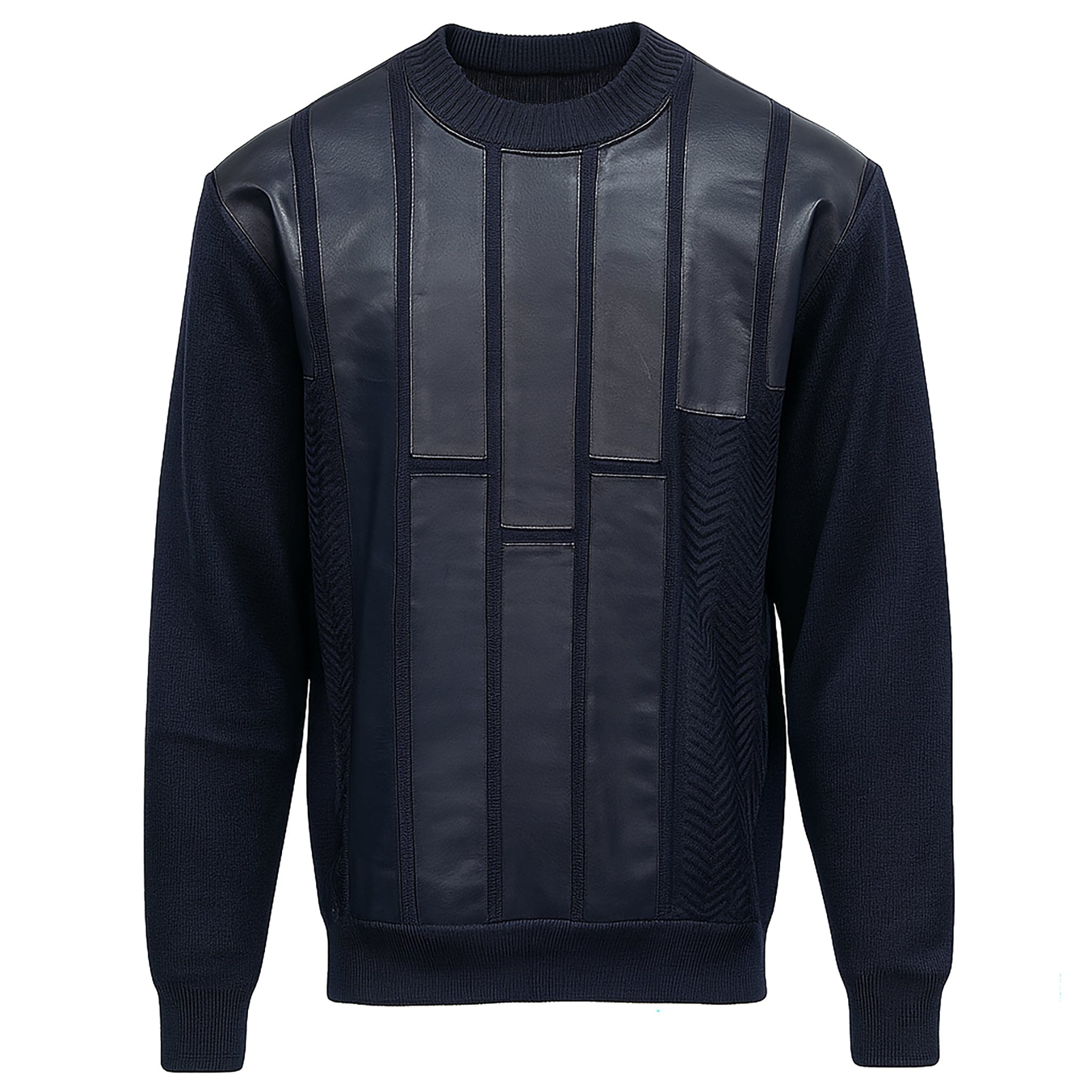 BAGAZIO K S NAVY / M BAGAZIO Crew Neck Sweater with Front Panel Detailing-BMN1751