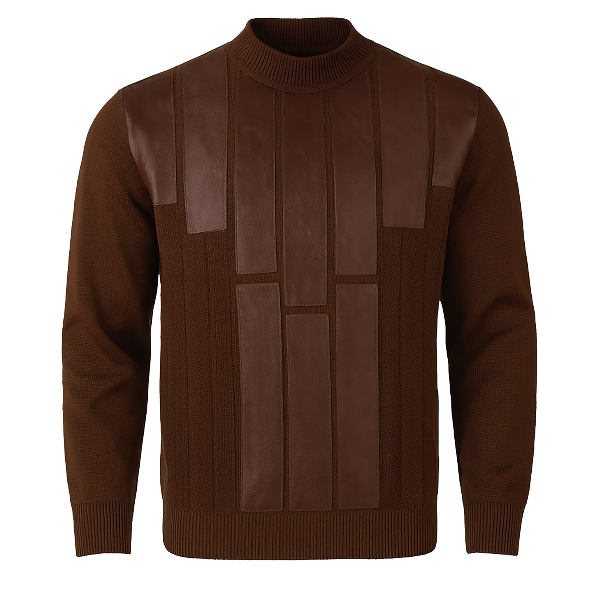 BAGAZIO K S BROWN / M BAGAZIO Crew Neck Sweater with Front Panel Detailing-BMN1751