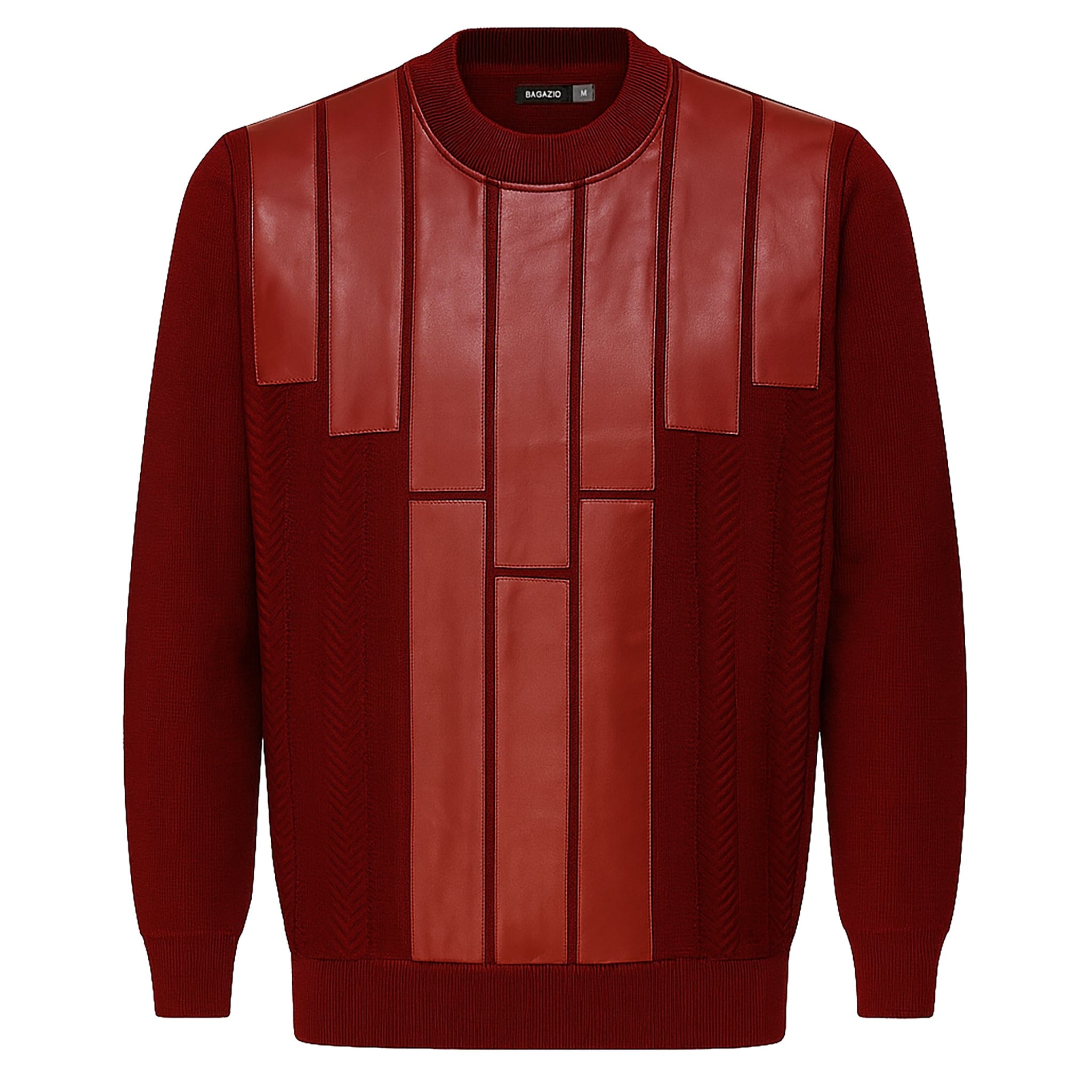 BAGAZIO K S BURGUNDY / M BAGAZIO Crew Neck Sweater with Front Panel Detailing-BMN1751