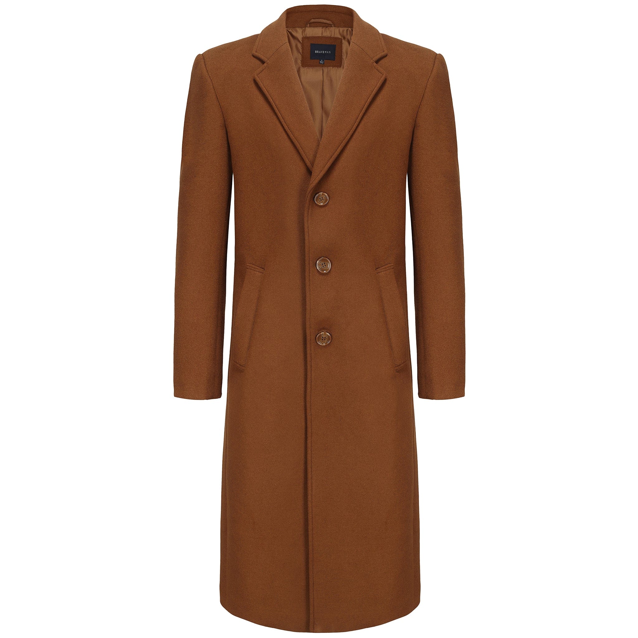 BRAVEMAN SUITING COMPANY O C CARAMEL / S BRAVEMAN OVERCOAT-LC201