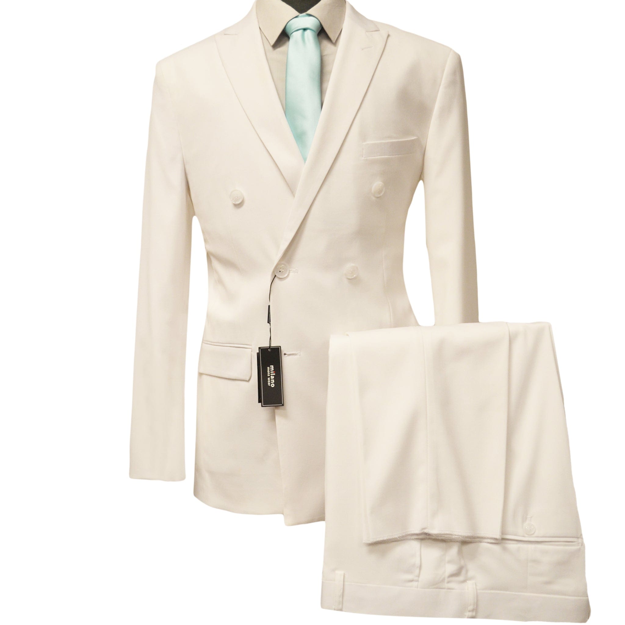 BRAVEMAN SUITING COMPANY U D WHITE / 40 REG MILANO LABEL DOUBLE BREASTED SUIT/Db200