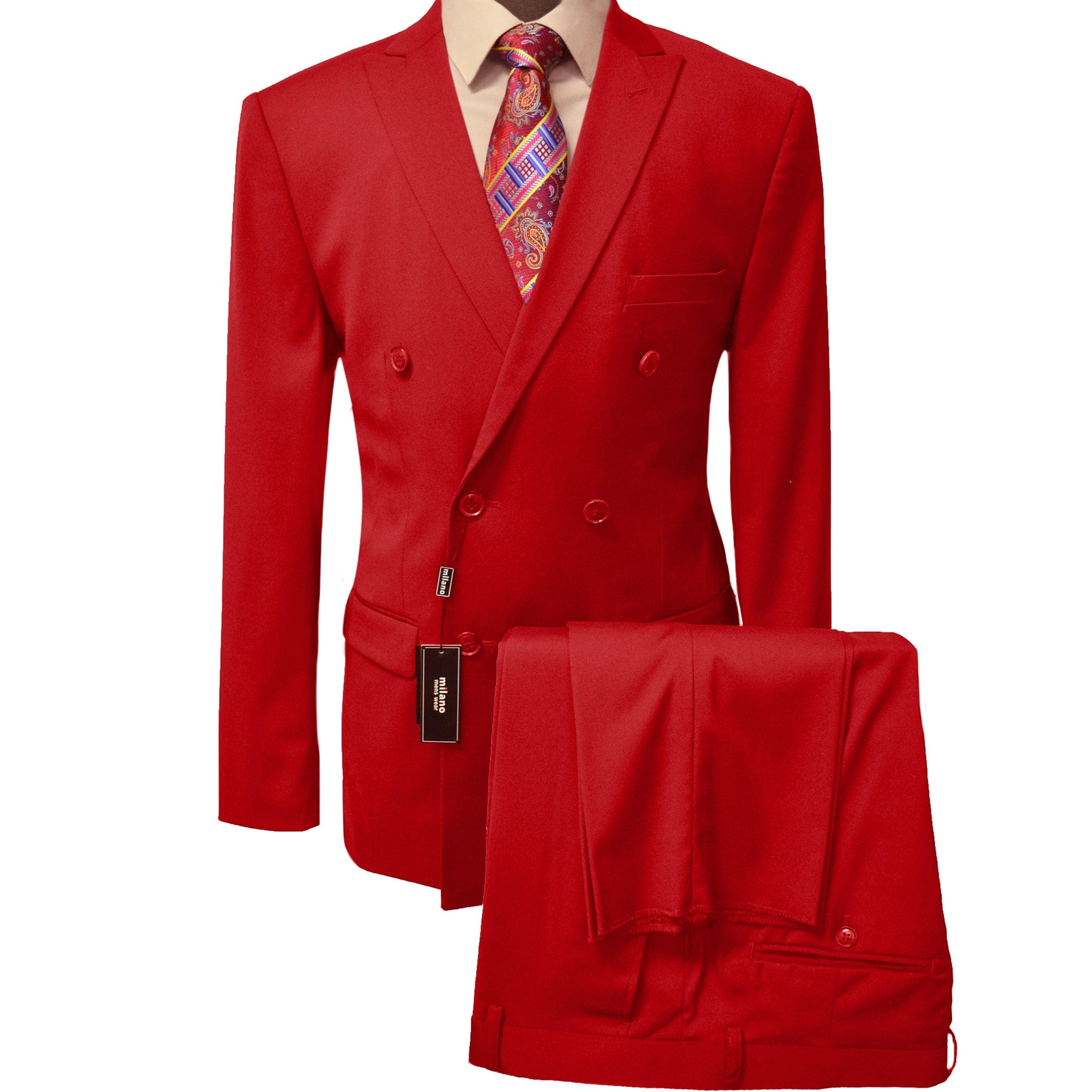 BRAVEMAN SUITING COMPANY U D RED / 40 REG MILANO LABEL DOUBLE BREASTED SUIT/Db200
