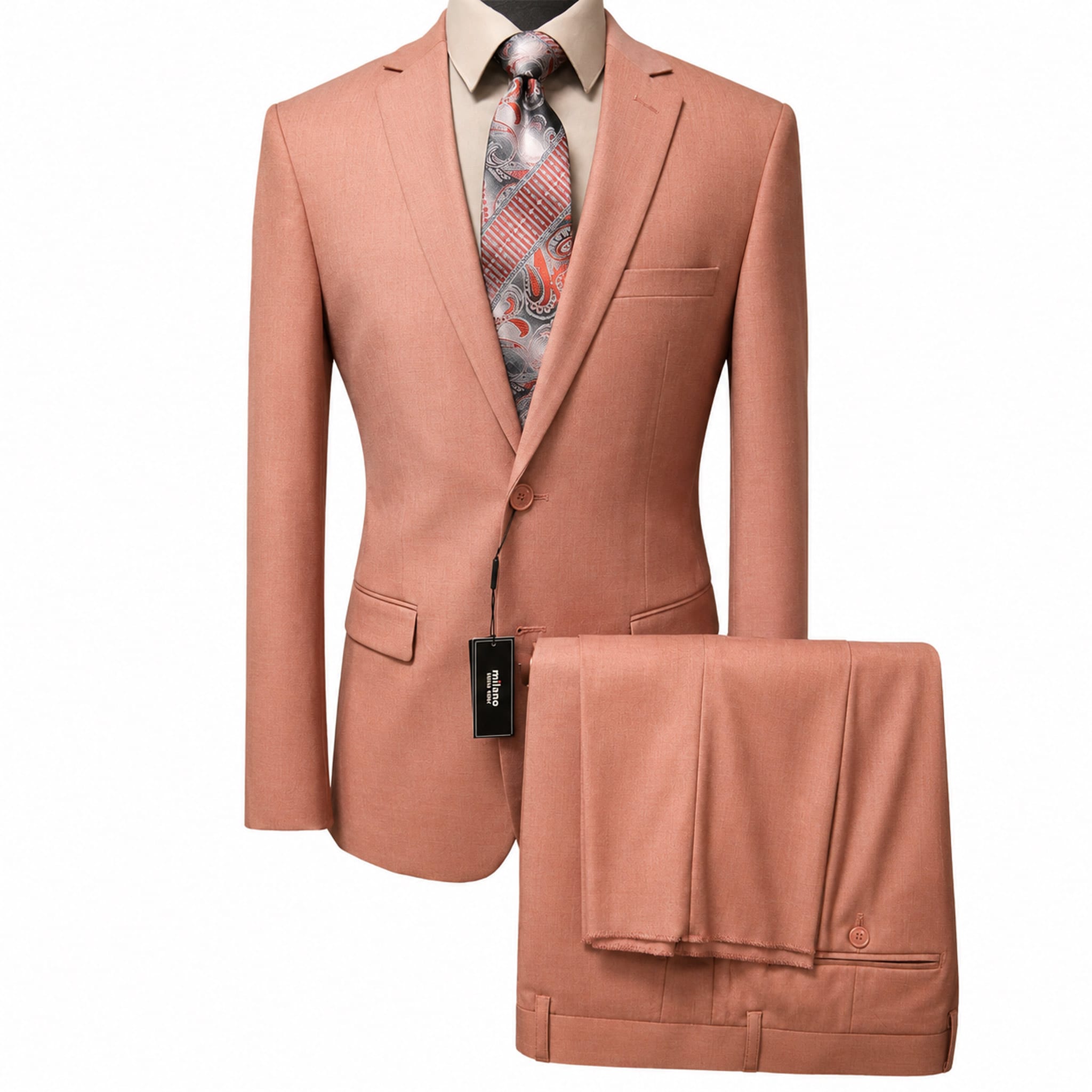 BRAVEMAN SUITING COMPANY U S M PINK / 50R Milano Modern Fit 2-Piece Suit - MZ200
