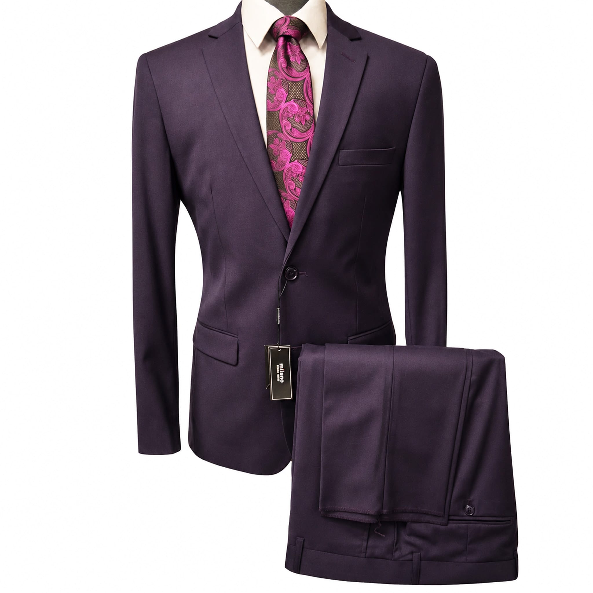 BRAVEMAN SUITING COMPANY U S M PURPLE / 36R Milano Modern Fit 2-Piece Suit - MZ200