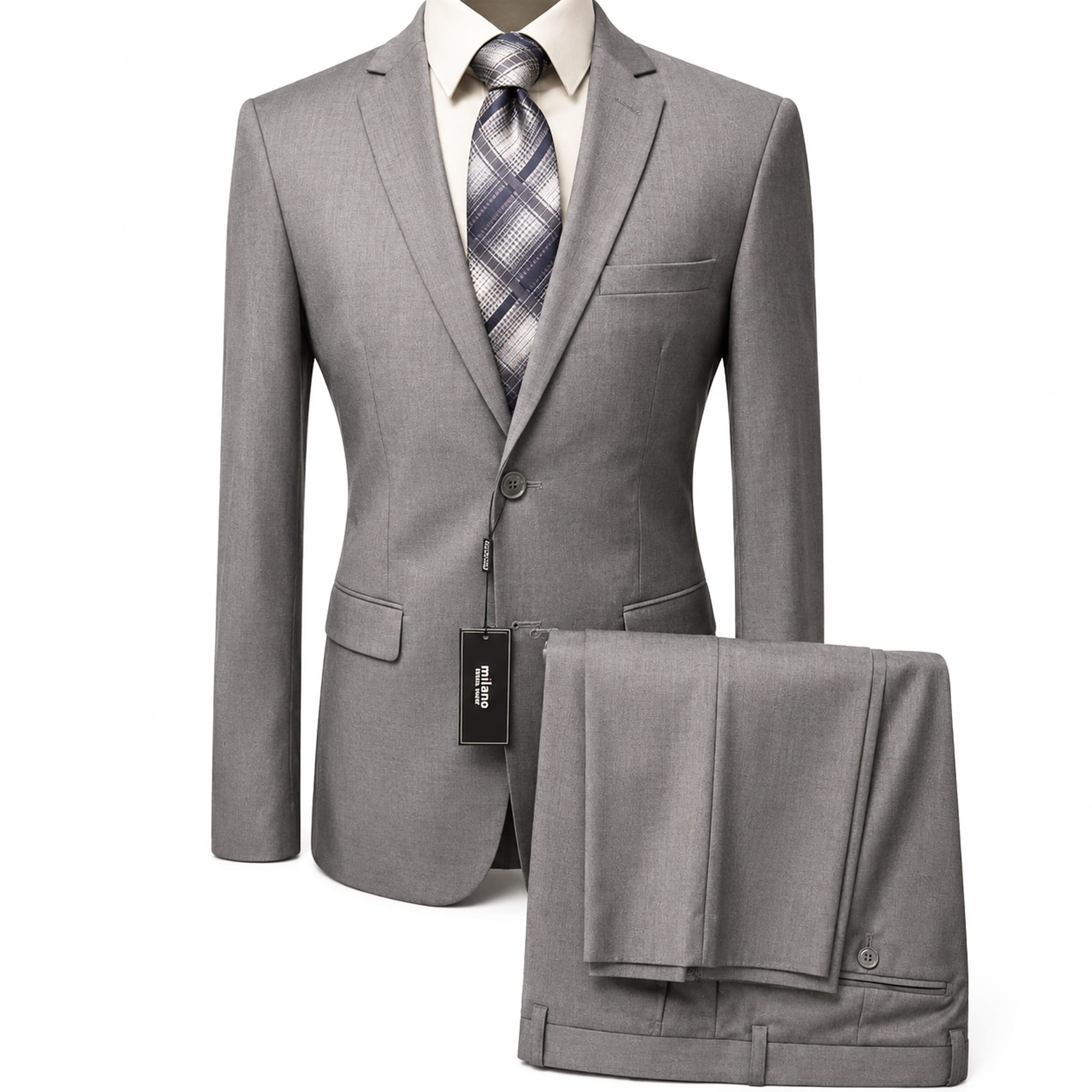BRAVEMAN SUITING COMPANY U S M LT.GRAY / 34S Milano Modern Fit 2-Piece Suit - MZ200