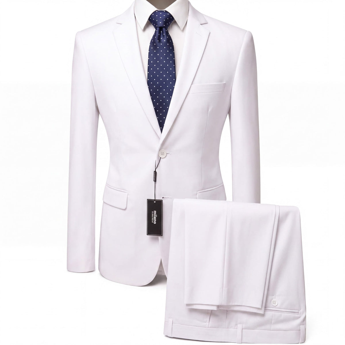 BRAVEMAN SUITING COMPANY U S M WHITE / 34S QUALITY Modern Fit Suit