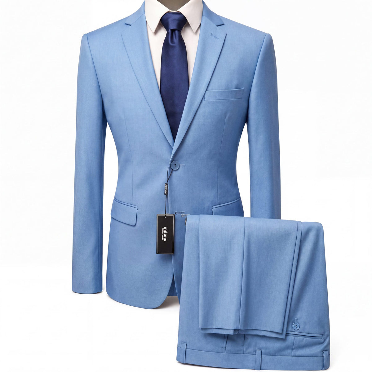 BRAVEMAN SUITING COMPANY U S M SKY BLU / 38R QUALITY Modern Fit Suit