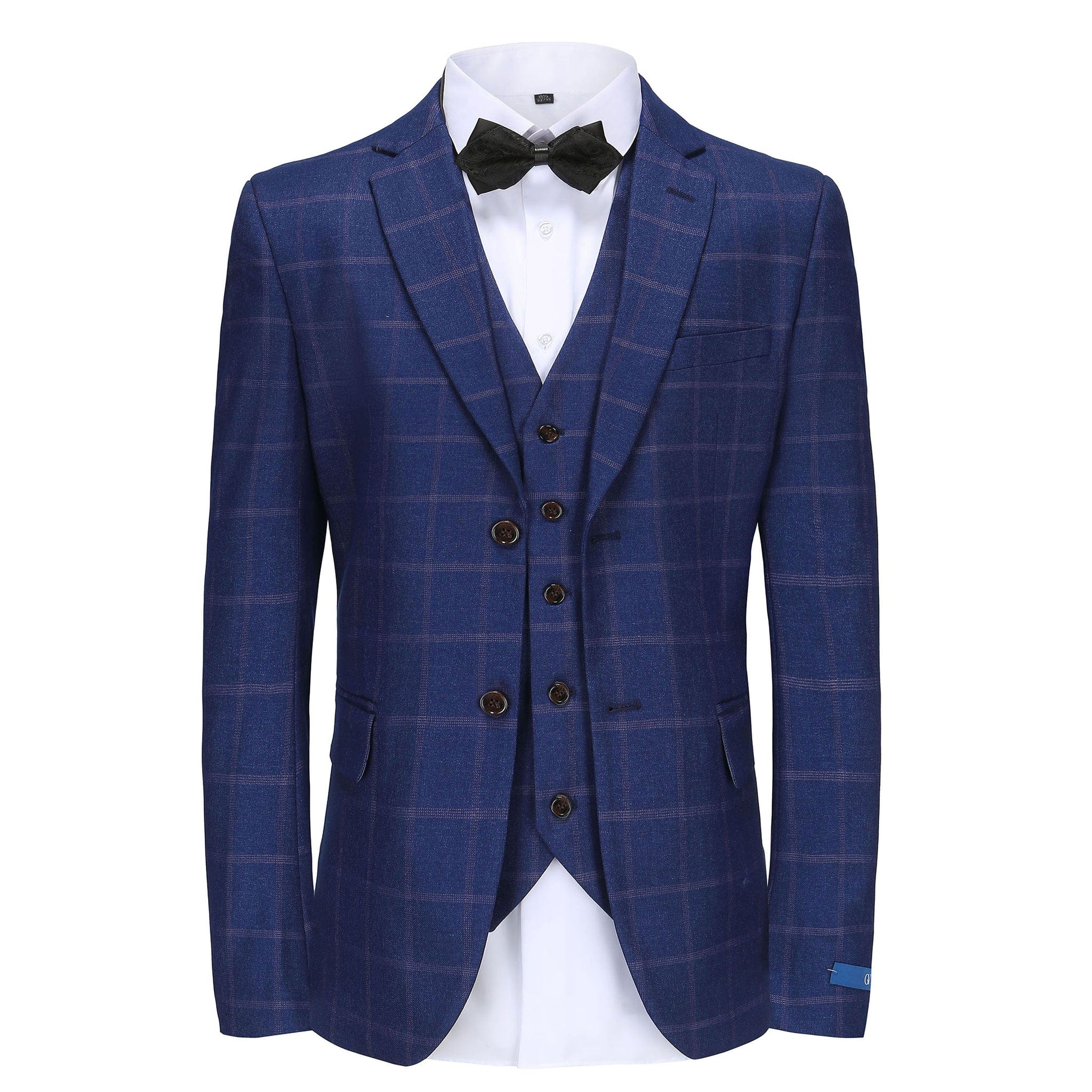 BRAVEMAN SUITING COMPANY U SM INDIGO / 36R FASHION SUIT-GINO VITALE-GV2125