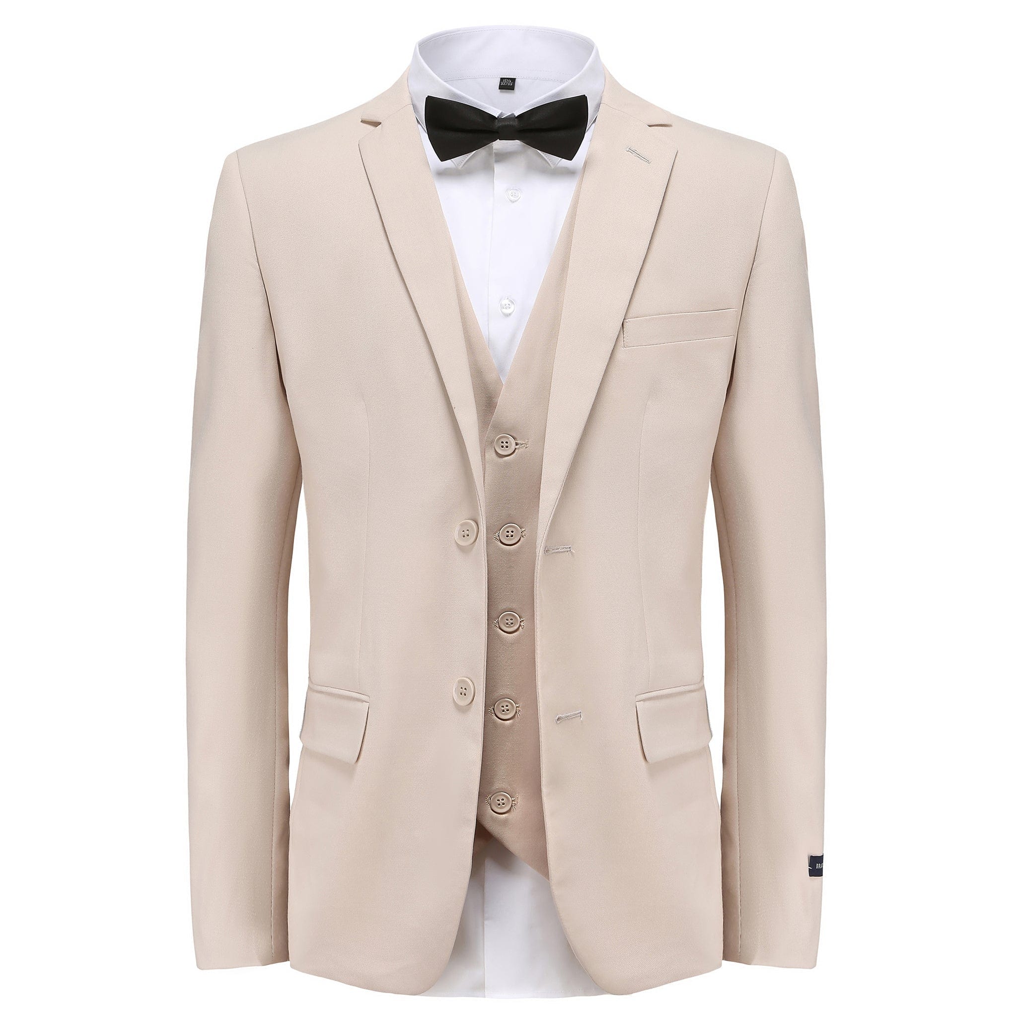 BRAVEMAN SUITING COMPANY U SM LIGHT BEIGE / 36R GINO VITALE 3PCS SUITE -M300