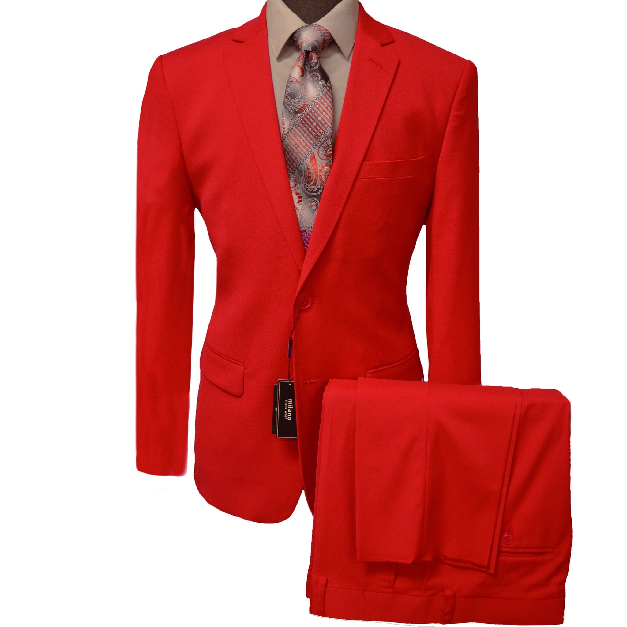 BRAVEMAN SUITING COMPANY U SM RED / 36 REG MILANO LABEL MODERN FIT SUIT/Mz200