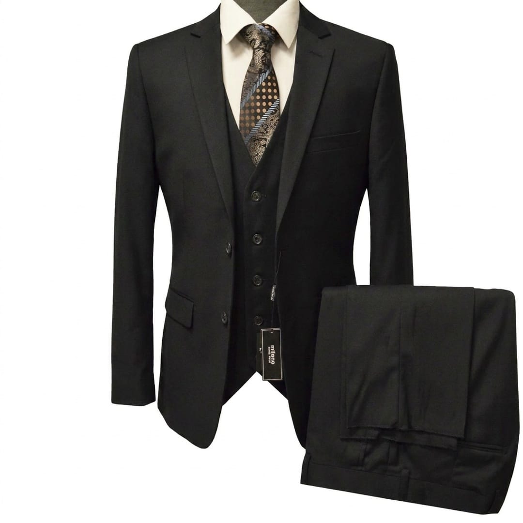 BRAVEMAN SUITING COMPANY U SM BLACK / 38S Milano Modern Fit 3-Piece Suit - MZ300