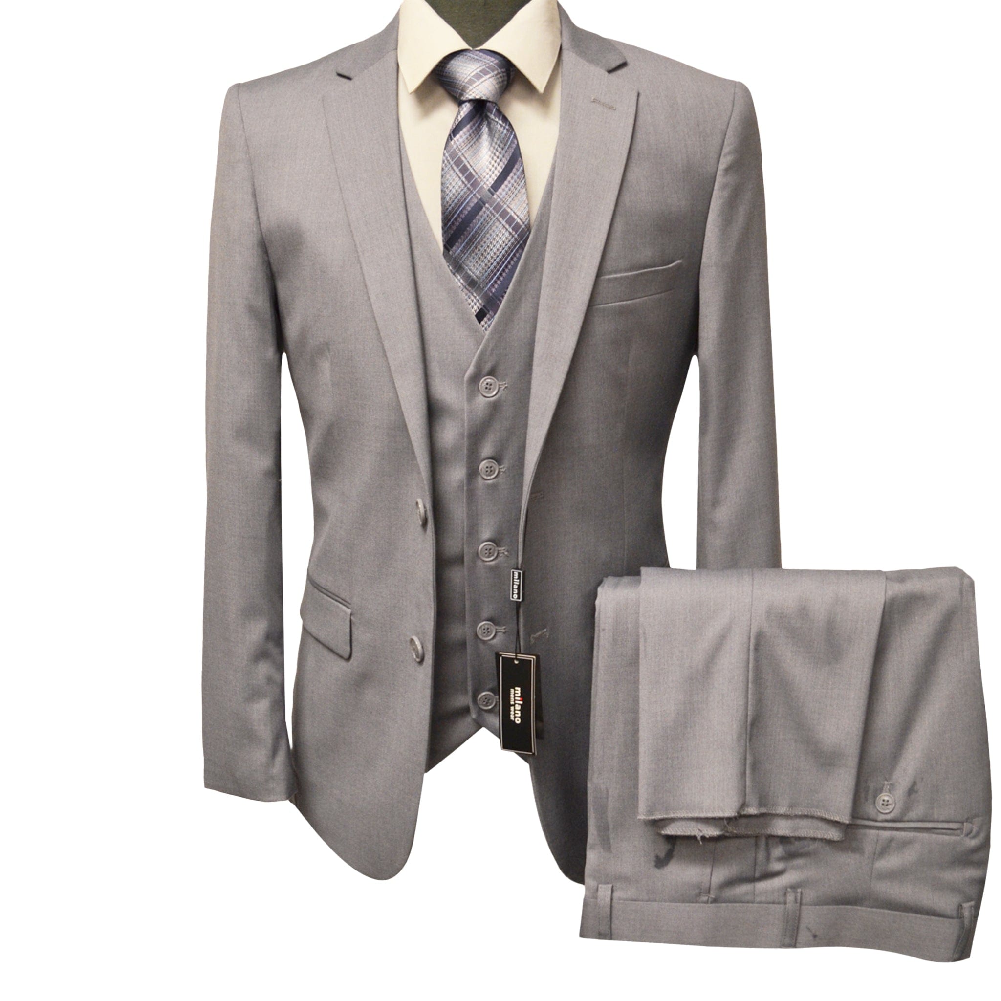 BRAVEMAN SUITING COMPANY U SM LT.GRAY / 36 REG MILANO MODERN FIT SUIT/MZ300