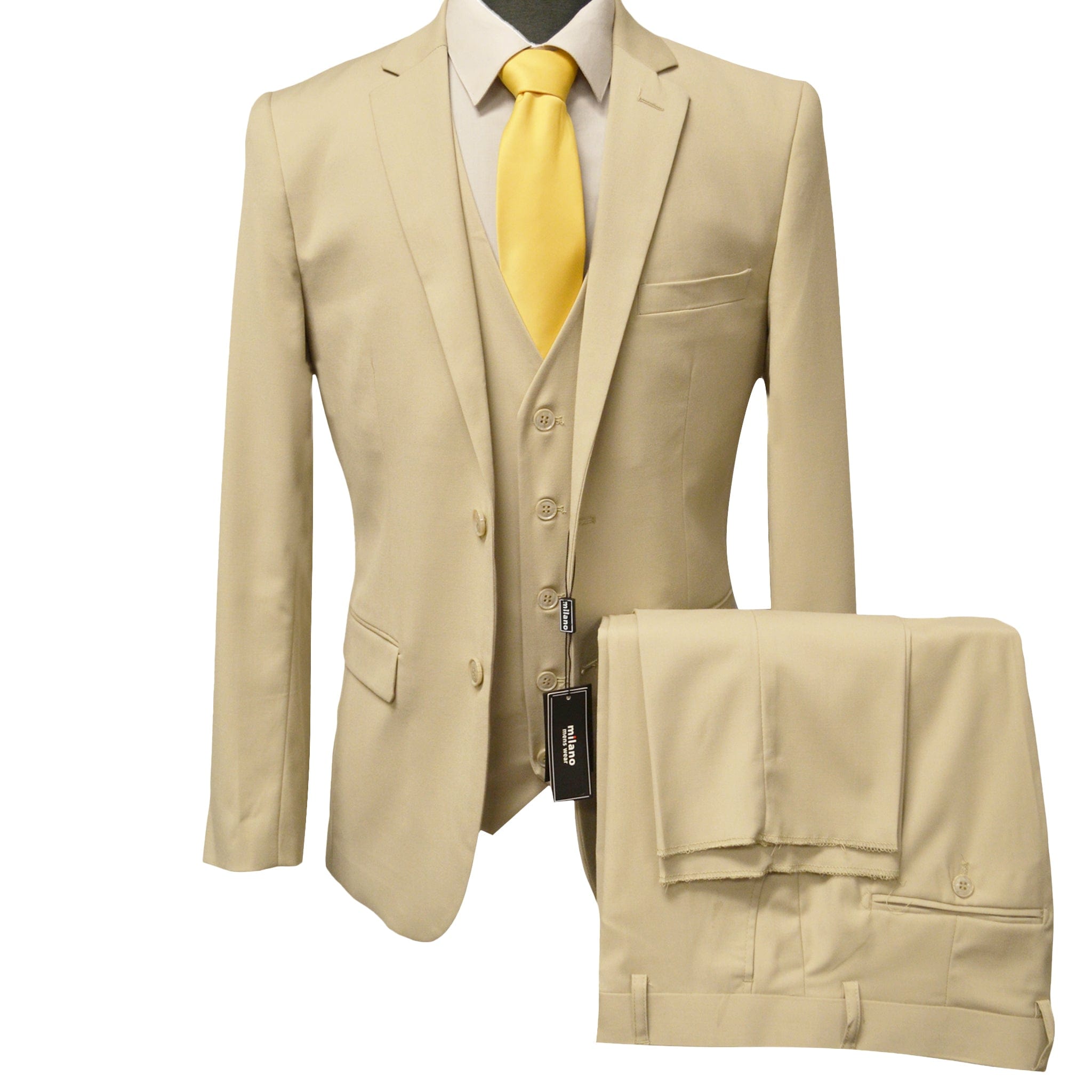 BRAVEMAN SUITING COMPANY U SM TAN / 40 REG MILANO MODERN FIT SUIT/MZ300