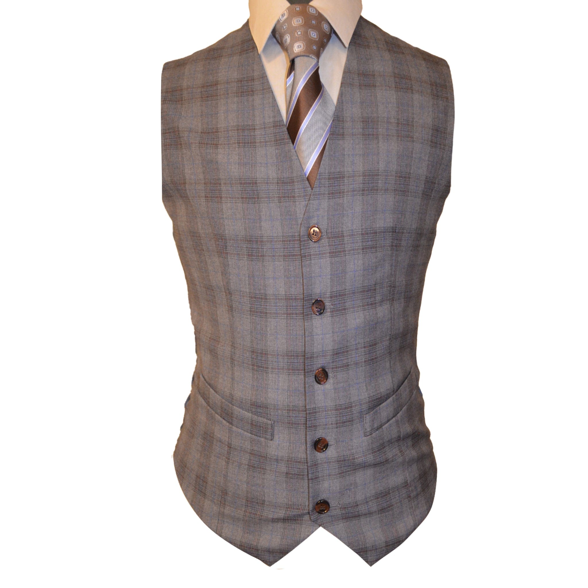 BRAVEMAN SUITING COMPANY U SS MILANO LABEL PLAID SUIT/Ml3812-3pc