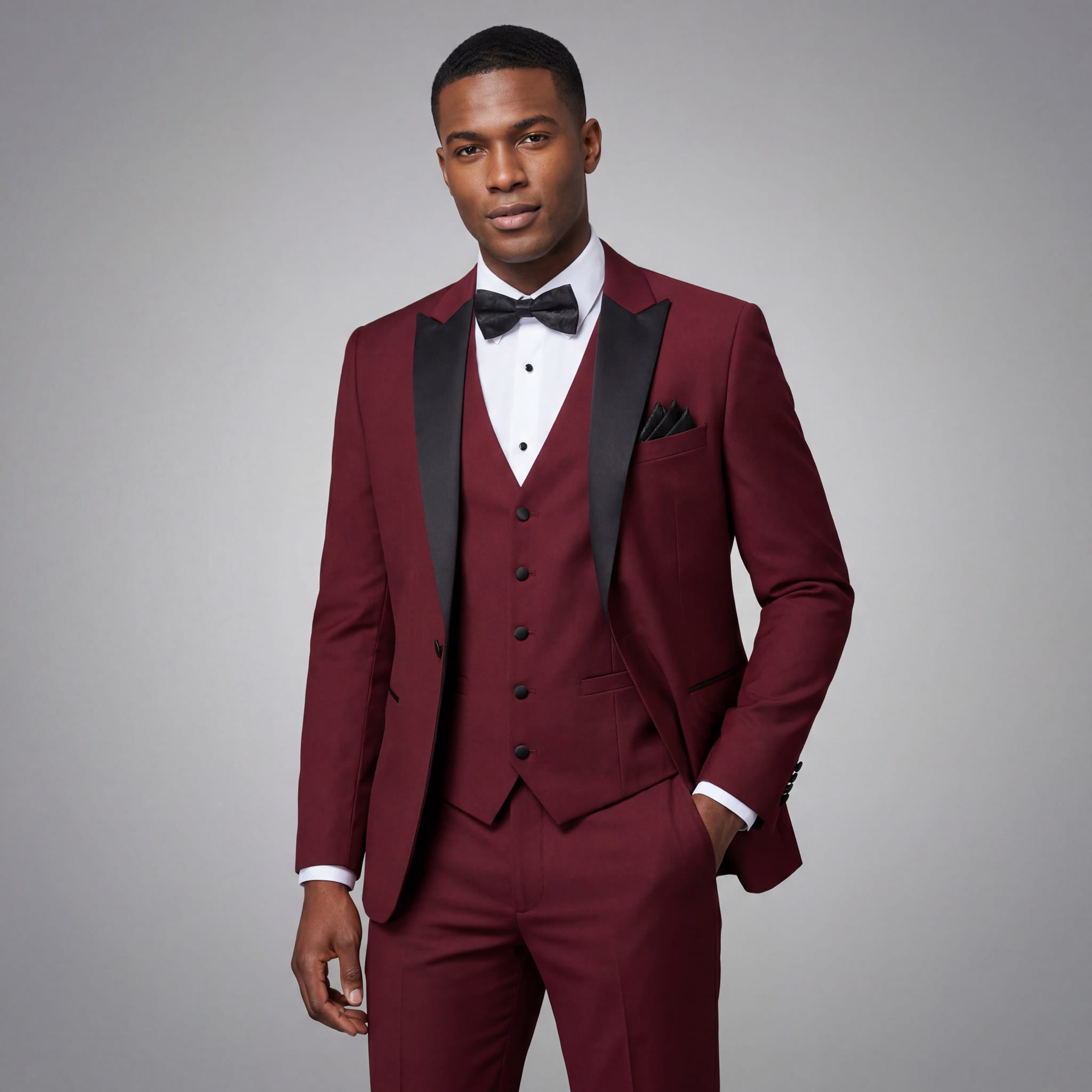 BRAVEMAN SUITING COMPANY XTUS SLIM FIT TUXEDO-TX500-BURGUNDY