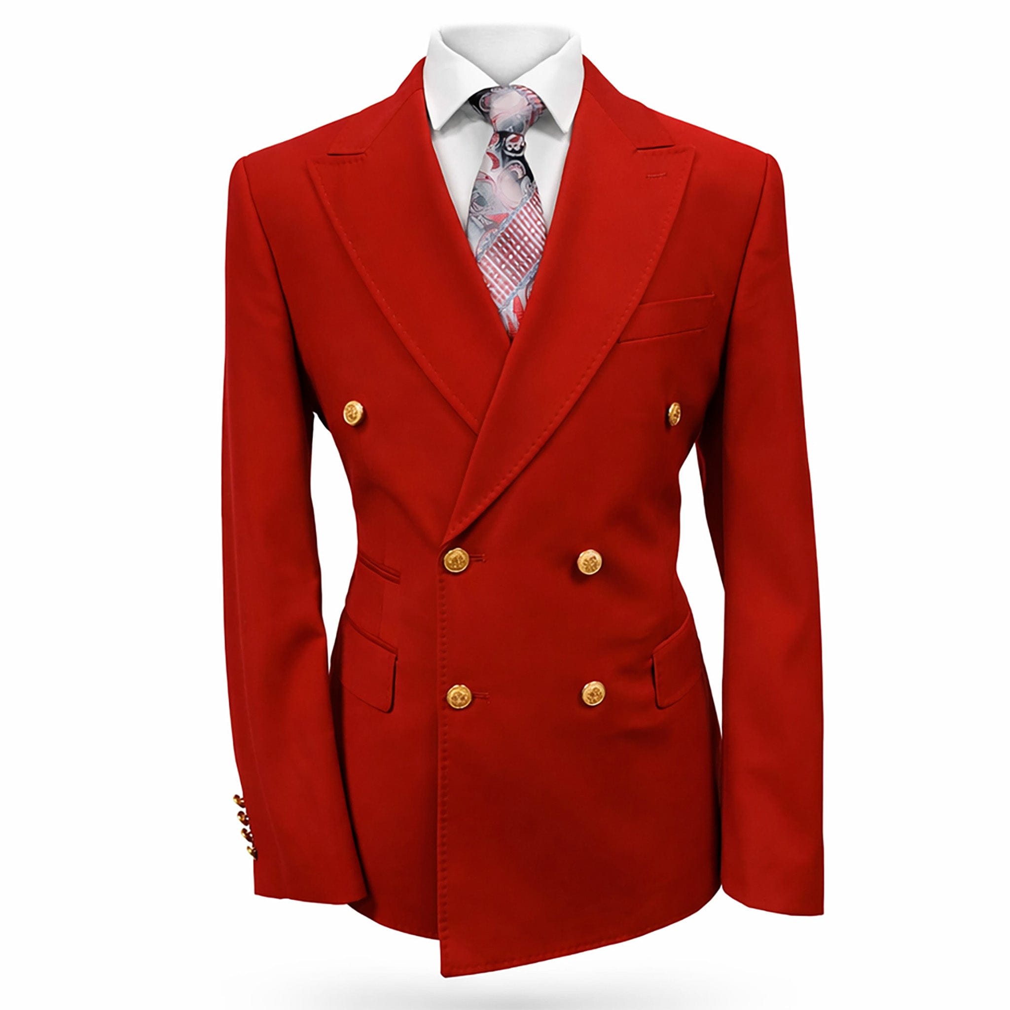 rossiman Milano Premium red double breasted suit gold button classic fit