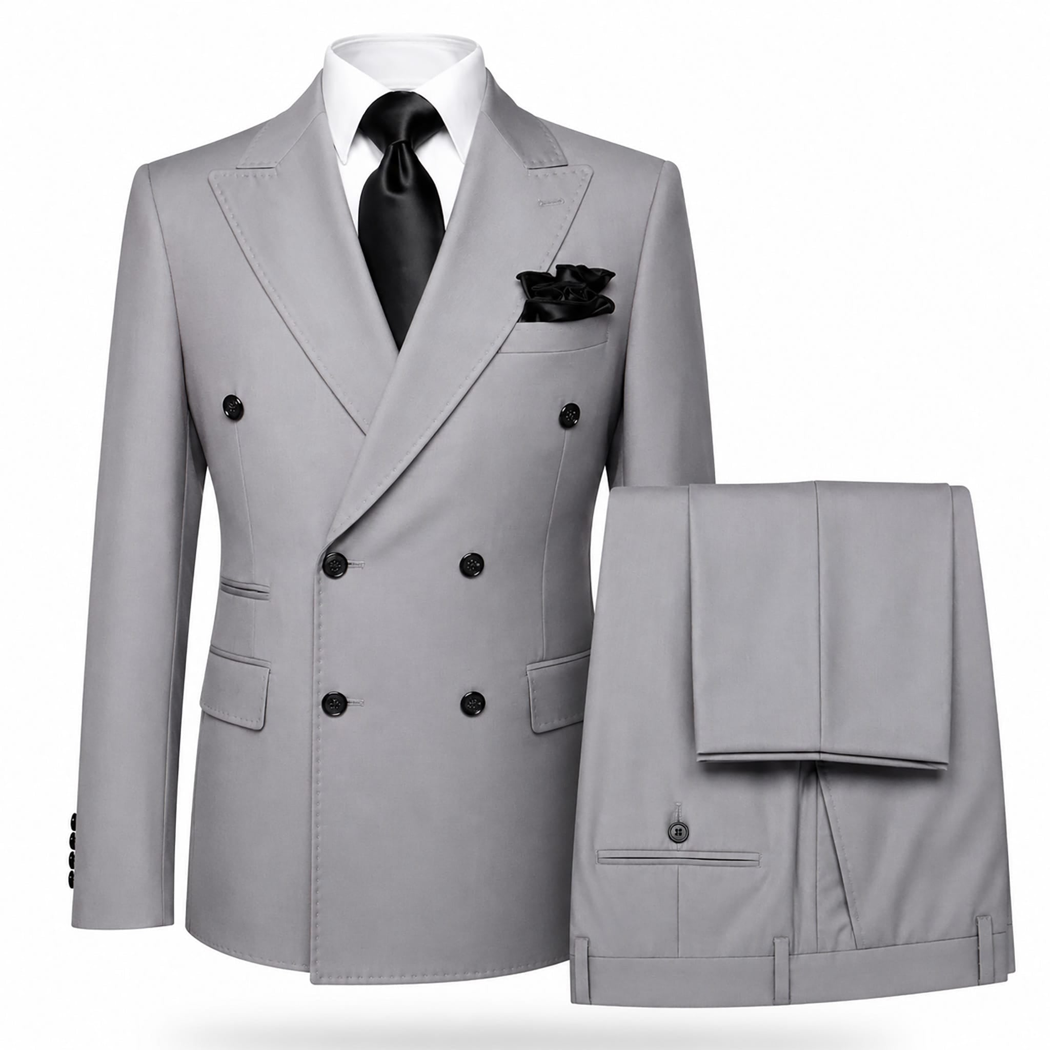 GR CLOTHING GRP DBA ROSSI U SM RM1178 / 34 REG Rossiman MILANO Gold Button Double-Breasted Suit