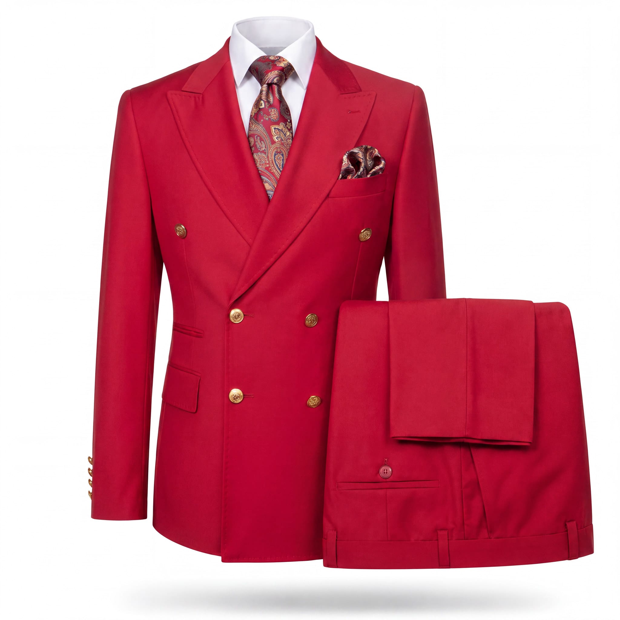 GR CLOTHING GRP DBA ROSSI U SM RM1191 / 34 REG Rossiman MILANO Gold Button Double-Breasted Suit