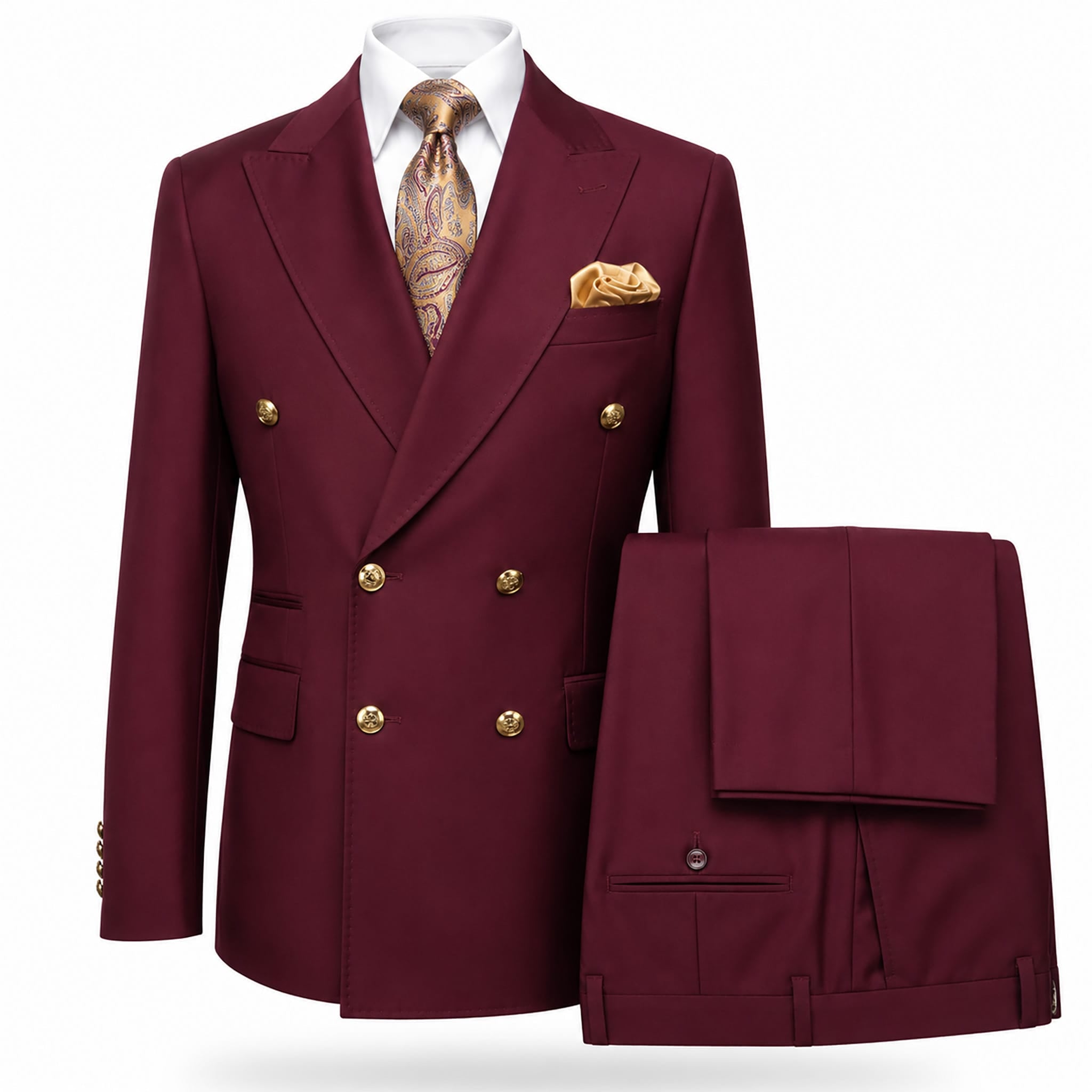 GR CLOTHING GRP DBA ROSSI U SM RM-1174 / 34 REG Rossiman MILANO Gold Button Double-Breasted Suit