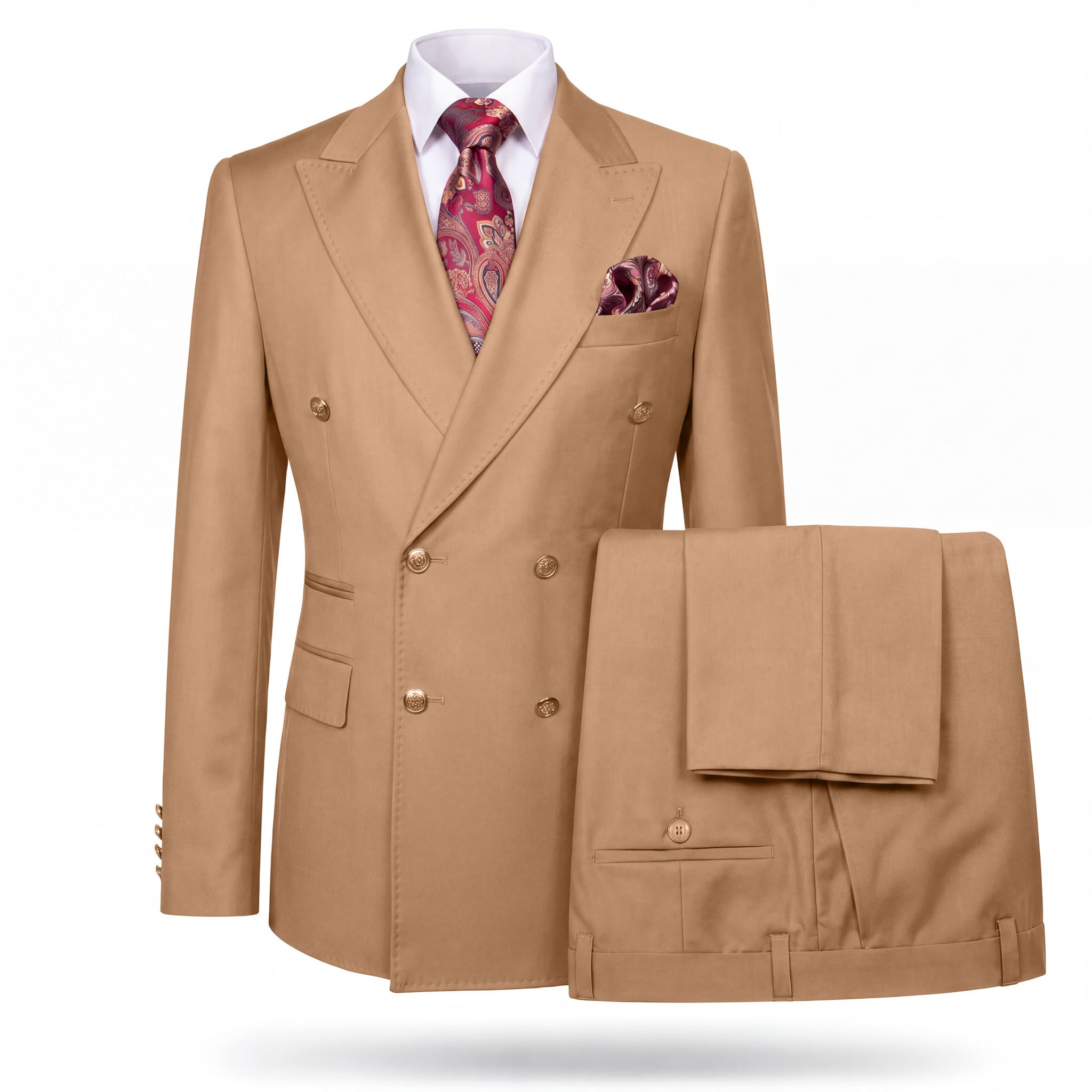 GR CLOTHING GRP DBA ROSSI U SM RM1177 / 34 REG Rossiman MILANO Gold Button Double-Breasted Suit