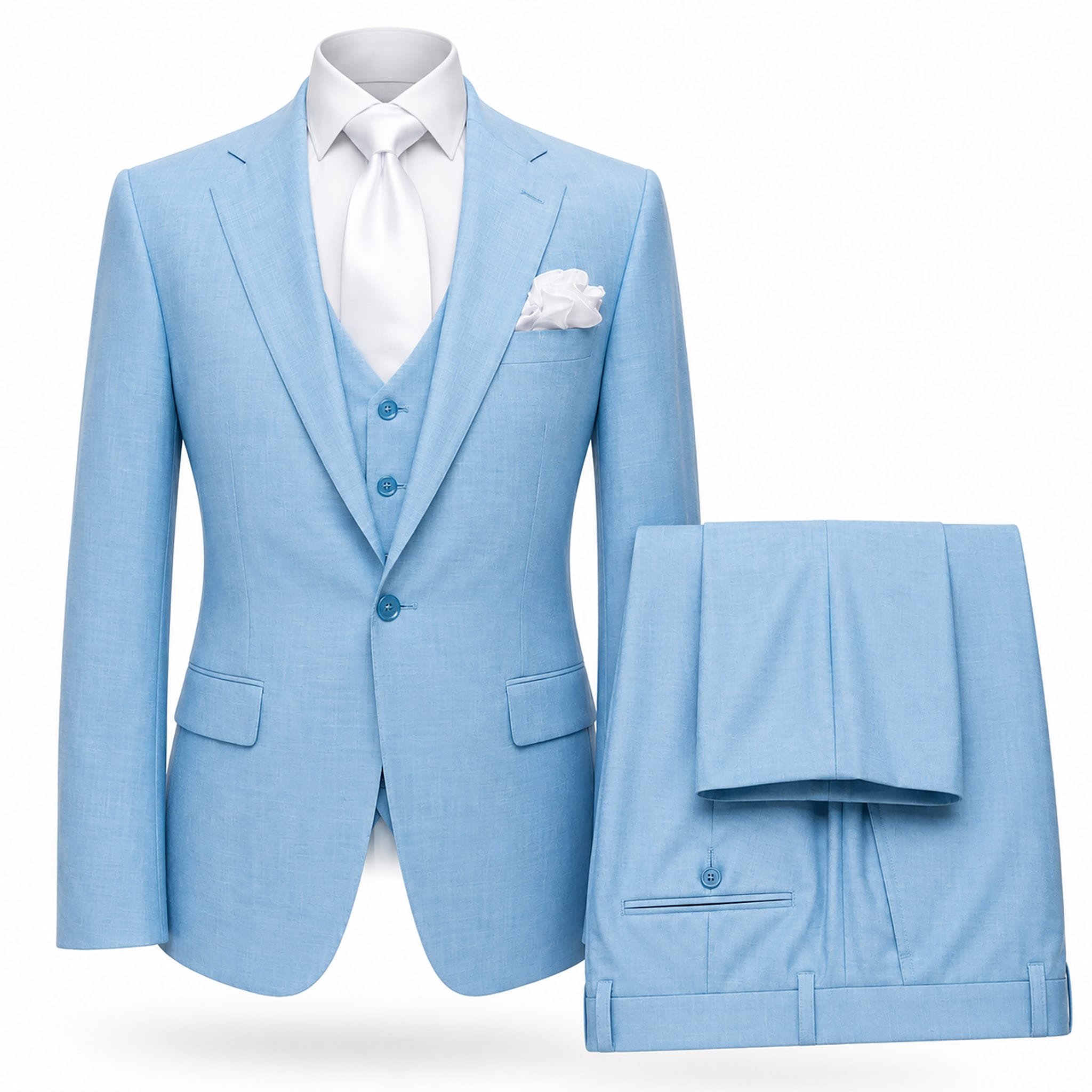 GR CLOTHING GRP DBA ROSSI U SM Light Blue / 34 REG Rossiman Tom Vested Suit