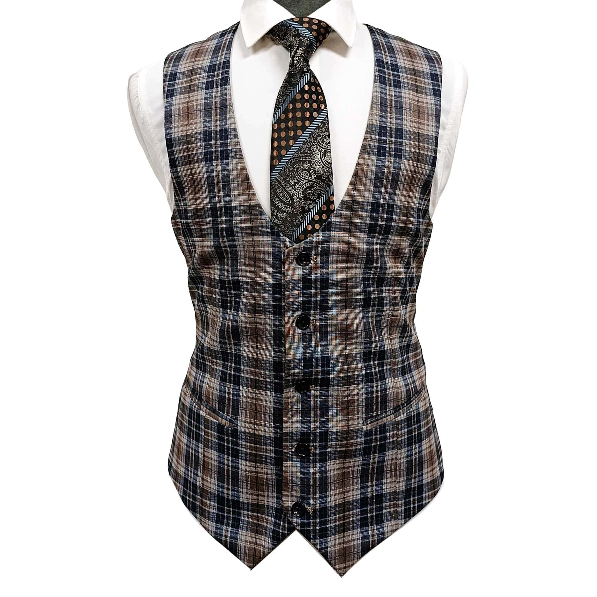 GR CLOTHING GRP DBA ROSSI U SM TOM VESTED SUIT BY ROSSI MAN /plaid 3-piece suit
