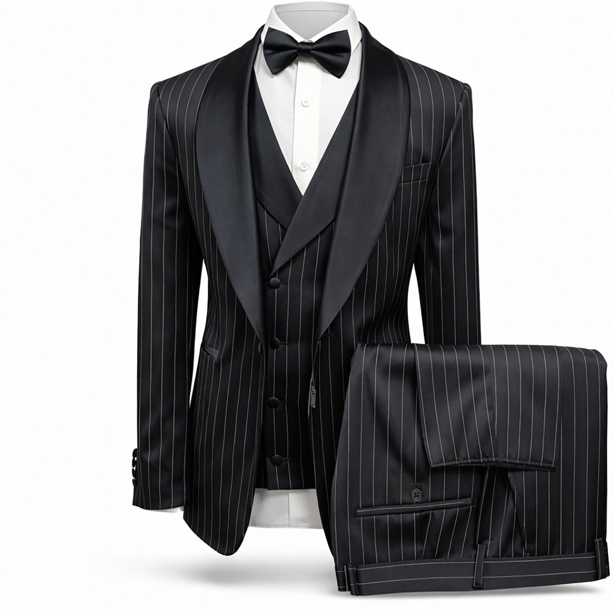GR CLOTHING GRP DBA ROSSI XTUS RM1969 / SM Rossiman Premium Pinstripe Tuxedo 3 Piece Suit/Smoking R