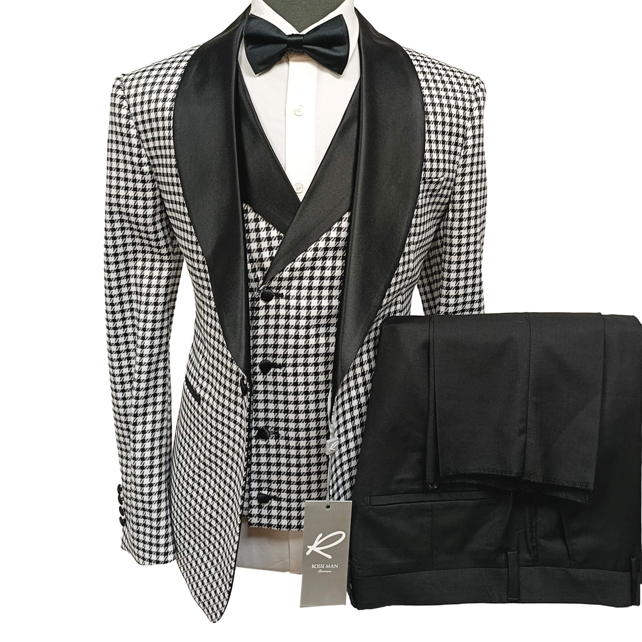 GR CLOTHING GRP DBA ROSSI XTUS RM1948 / SM Rossiman Premium Pinstripe Tuxedo 3 Piece Suit/Smoking R