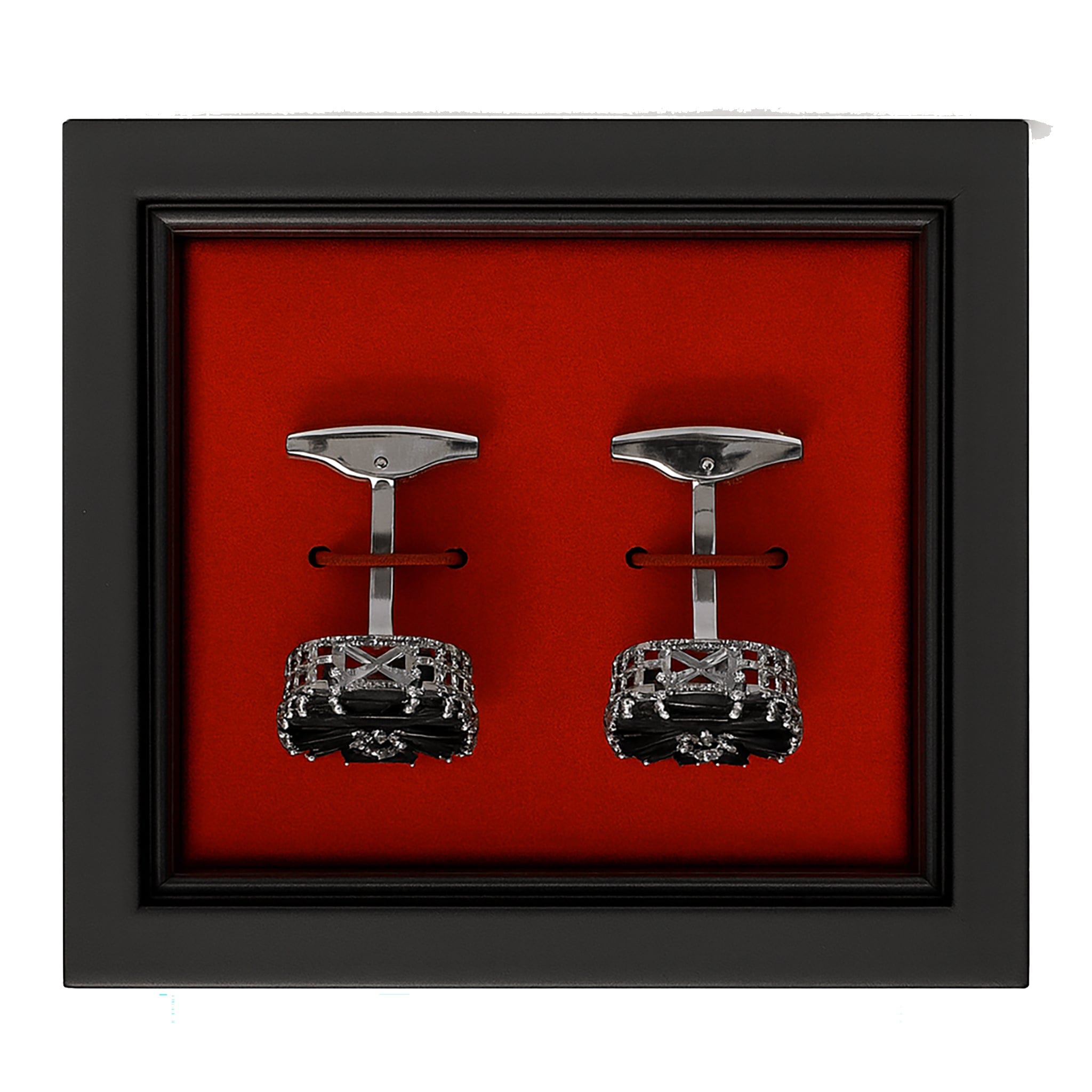 Imani uomo AC Silver Black & Silver Octagon Cufflinks