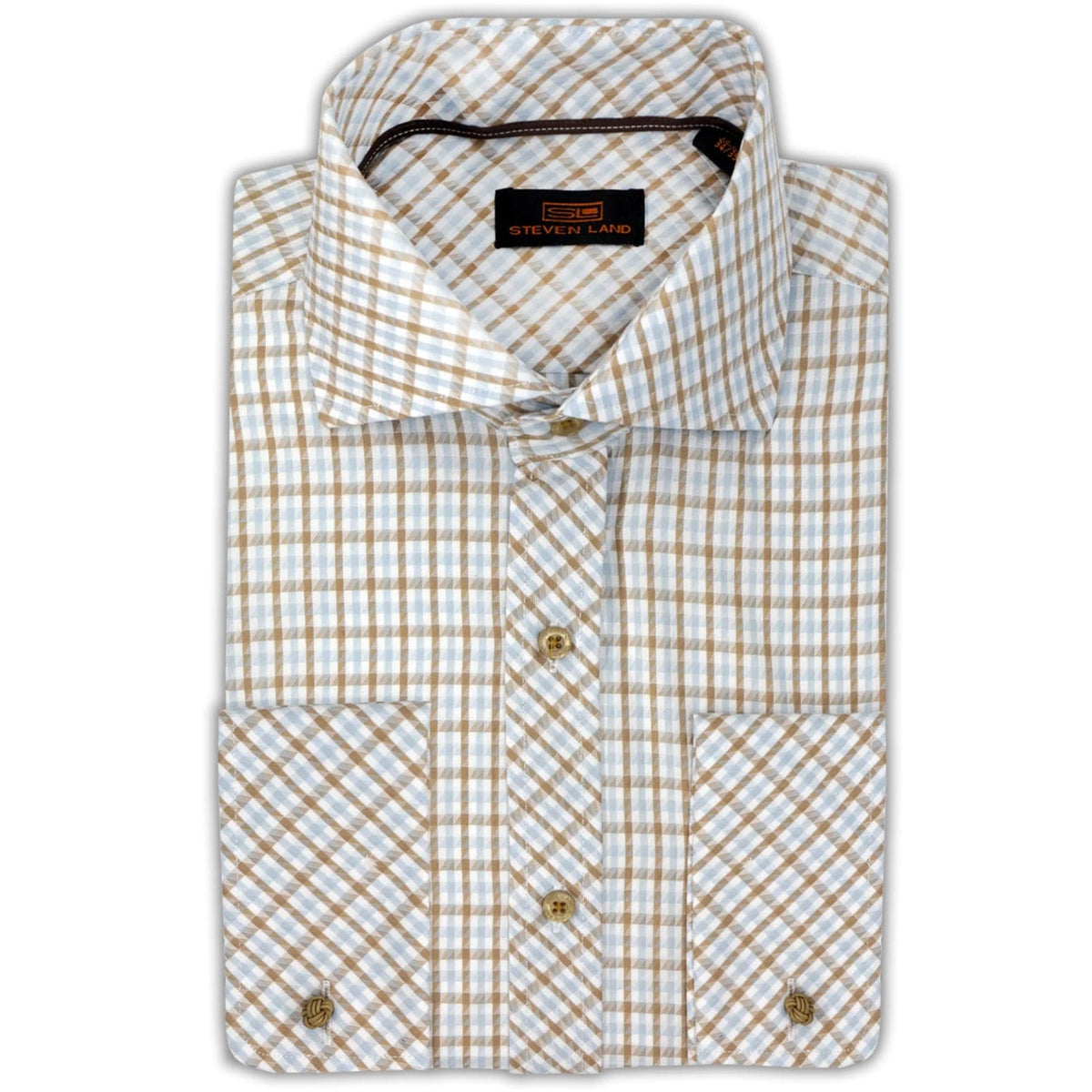 LND NECKWEAR INC. S C teven Land Dress Shirt | Trim and Classic Fit | Arlo 100% Cotton | Color Green/Ds2327
