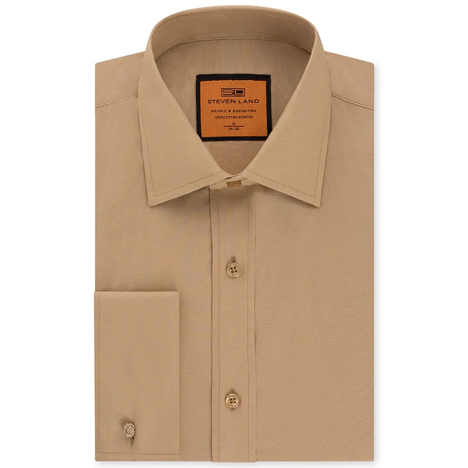 LND NECKWEAR INC. S CF KHAKI / 15.5 Steven Land Dress Shirt| Classic Fit | French Cuff | 100% Cotton/Ds115f 4/5