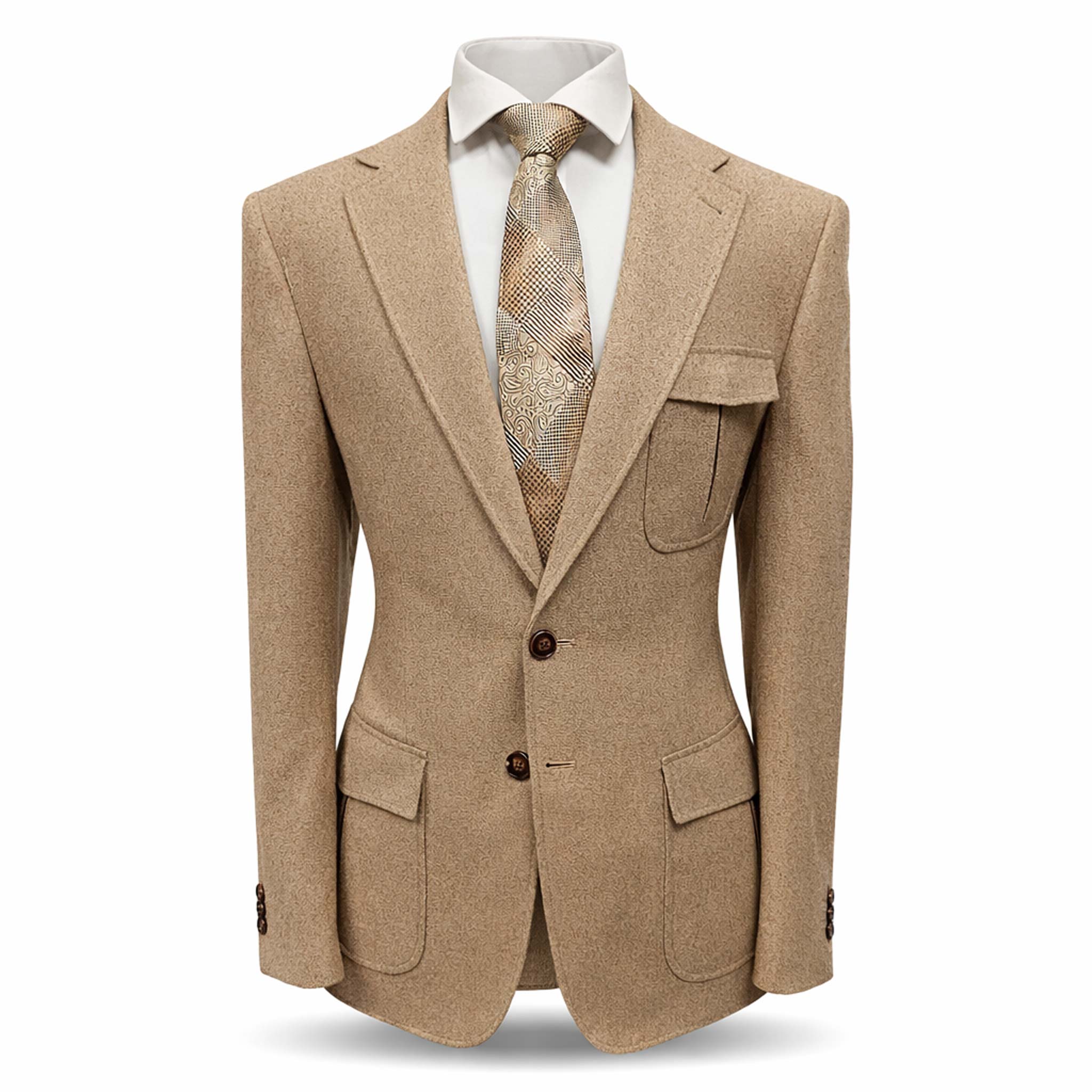 MARENZIO GROUP, INC. J C S TAN / MED Cigar Men’s Textured Blazer Classic Fit Notch Lapel Jacke/J-7037