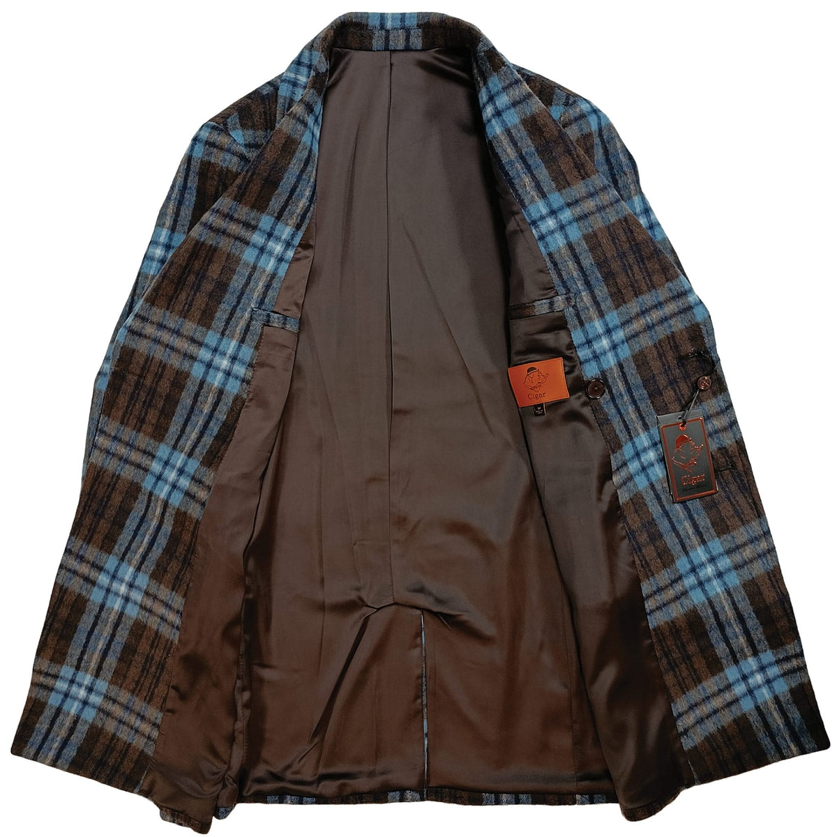MARENZIO GROUP, INC. J O C Cigar Men’s Plaid Double-Breasted Overcoat-Tc1503