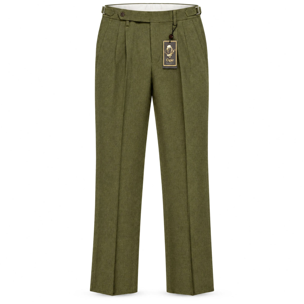 MARENZIO GROUP, INC. P D M OLIVE / 28 Cigar Men’s Textured Pleated Dress Pants – PSL960