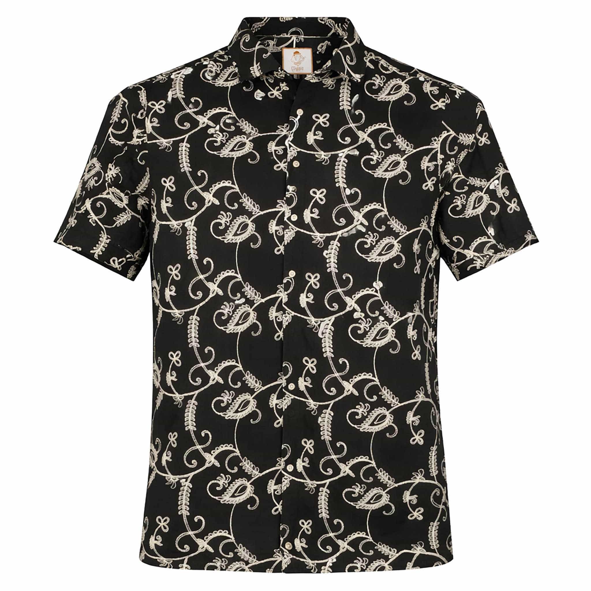 cigar black short sleeve shirt for men
