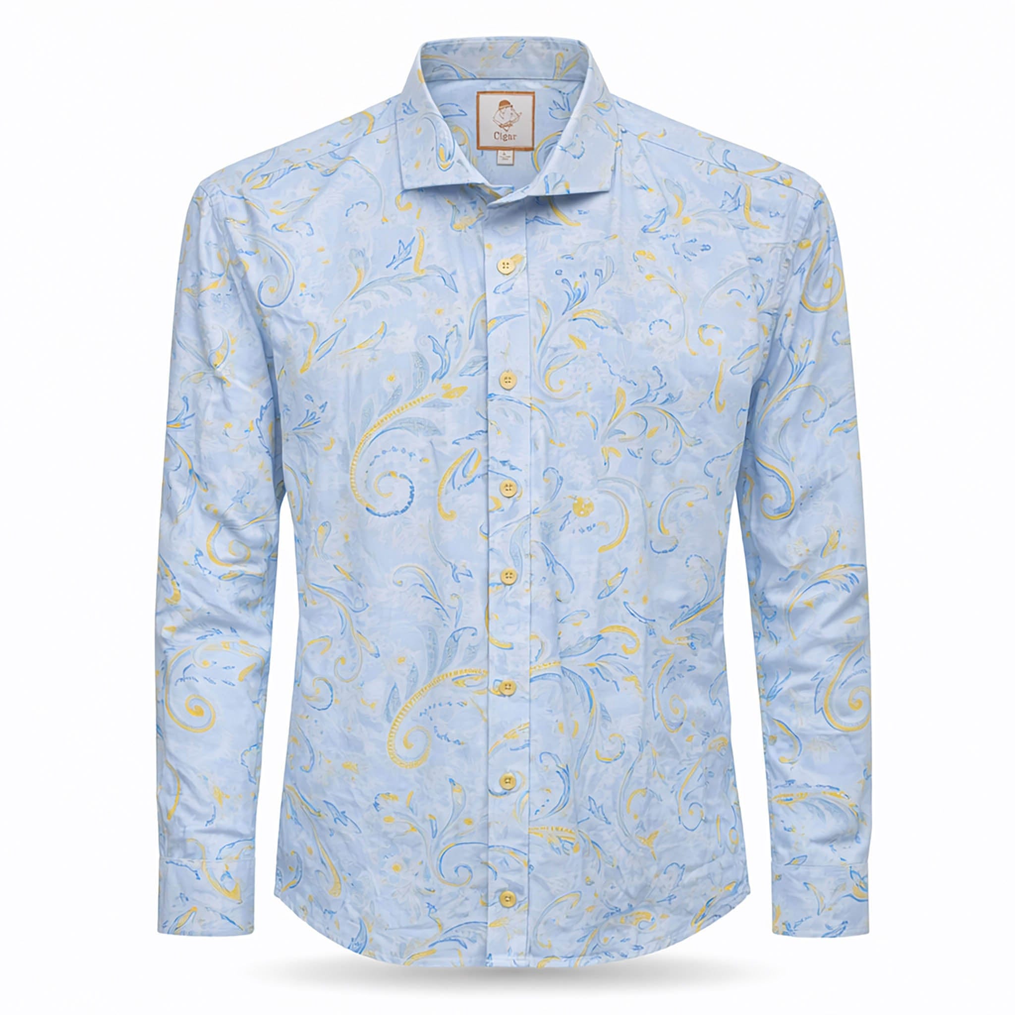 MARENZIO GROUP, INC. S A L SKY / MED Cigar Paisley Print 100% Cotton Long Sleeve Shirt/M-1910