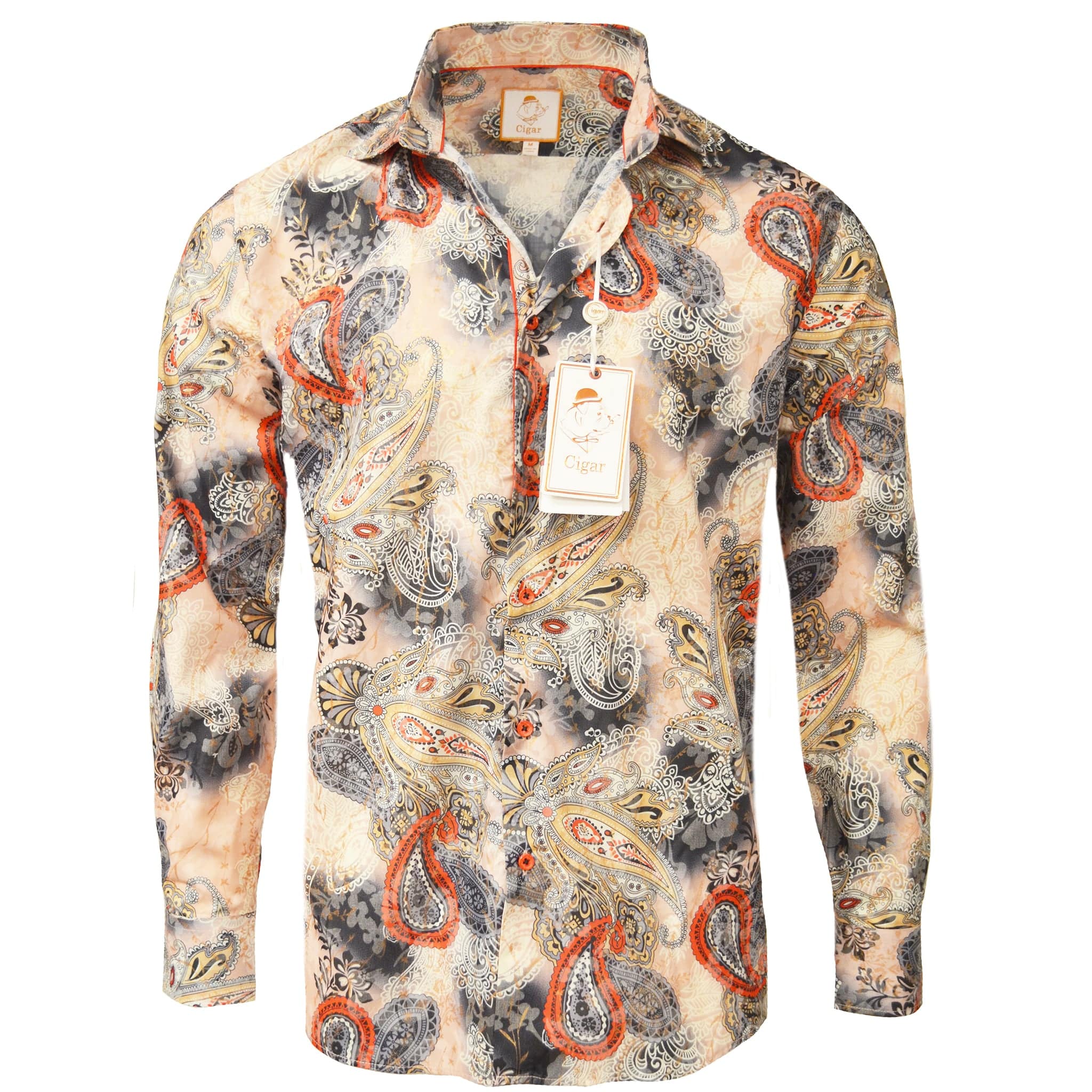 MARENZIO GROUP, INC. S AL BEIGE / MED CIGAR ORIGINAL SPORT SHIRTS/S-5019