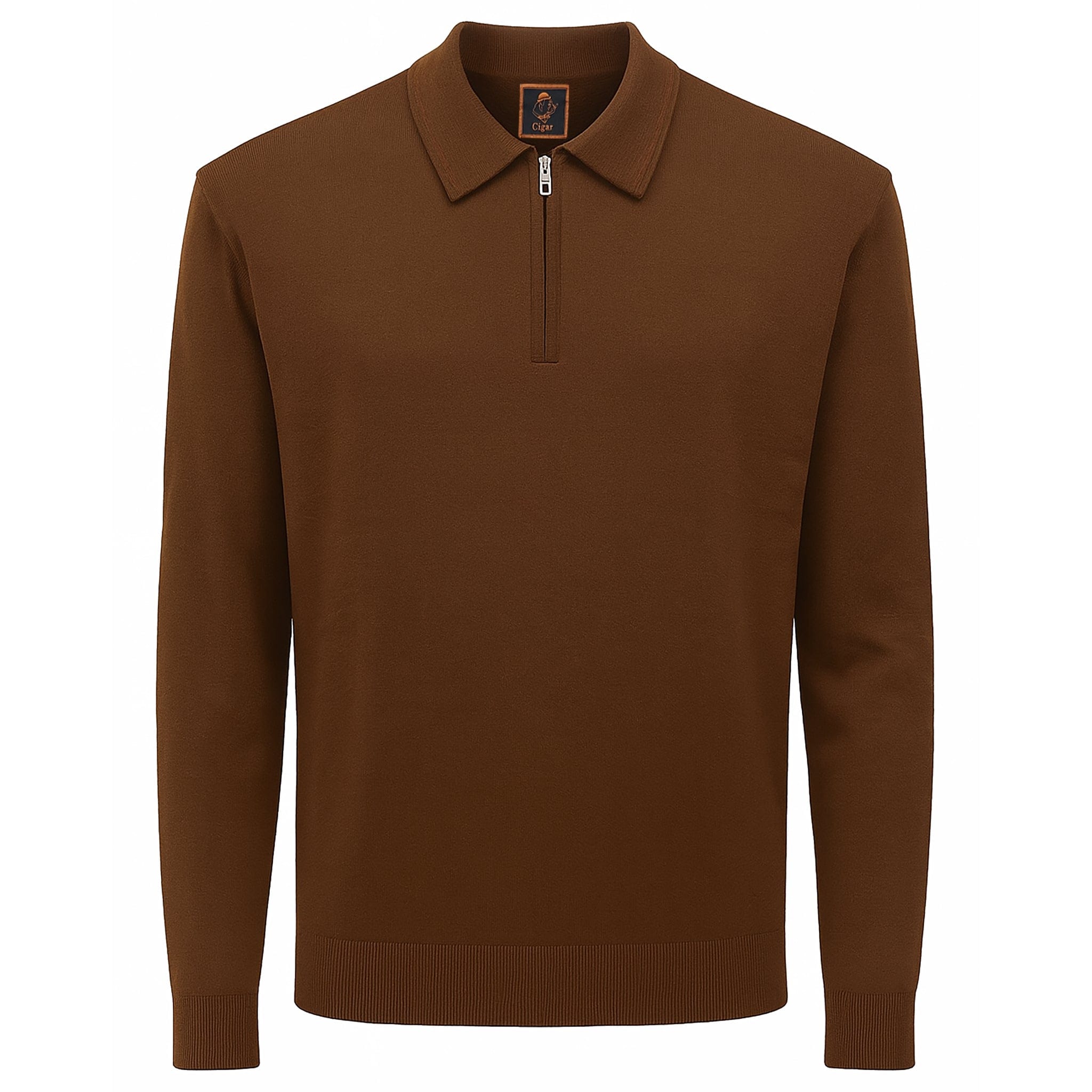 MARENZIO GROUP, INC. T PL BROWN / M CGR SOLID POLO SWEATER