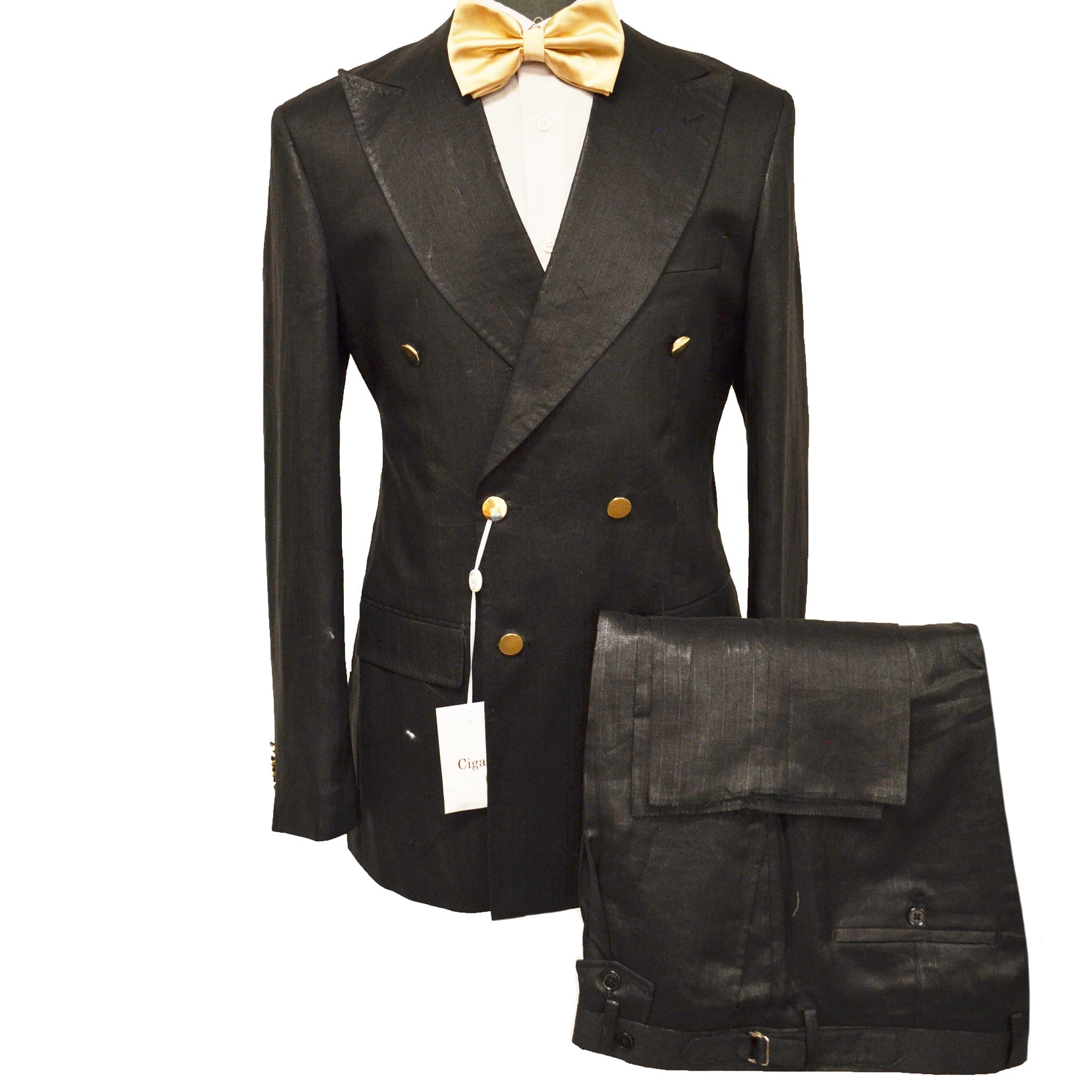 MARENZIO GROUP, INC. U D BLACK / MED CGR 100%LINEN SUIT/St-5939