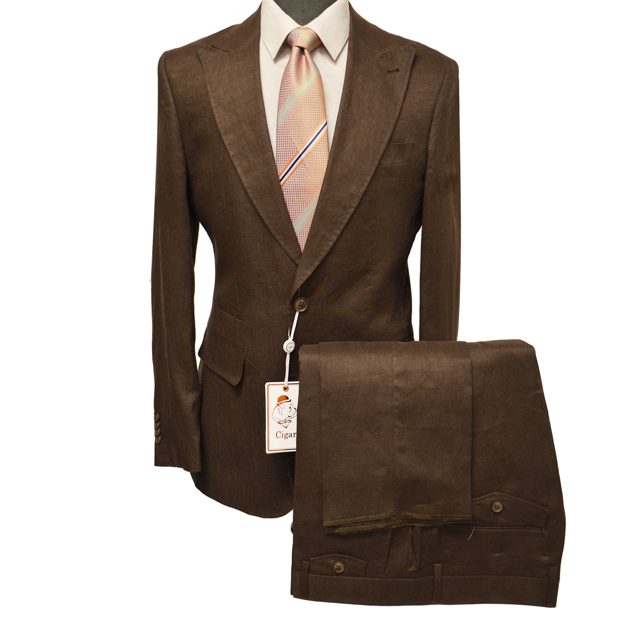 MARENZIO GROUP, INC. U SM BROWN / MED CGR LINEN SUIT/ST-6089