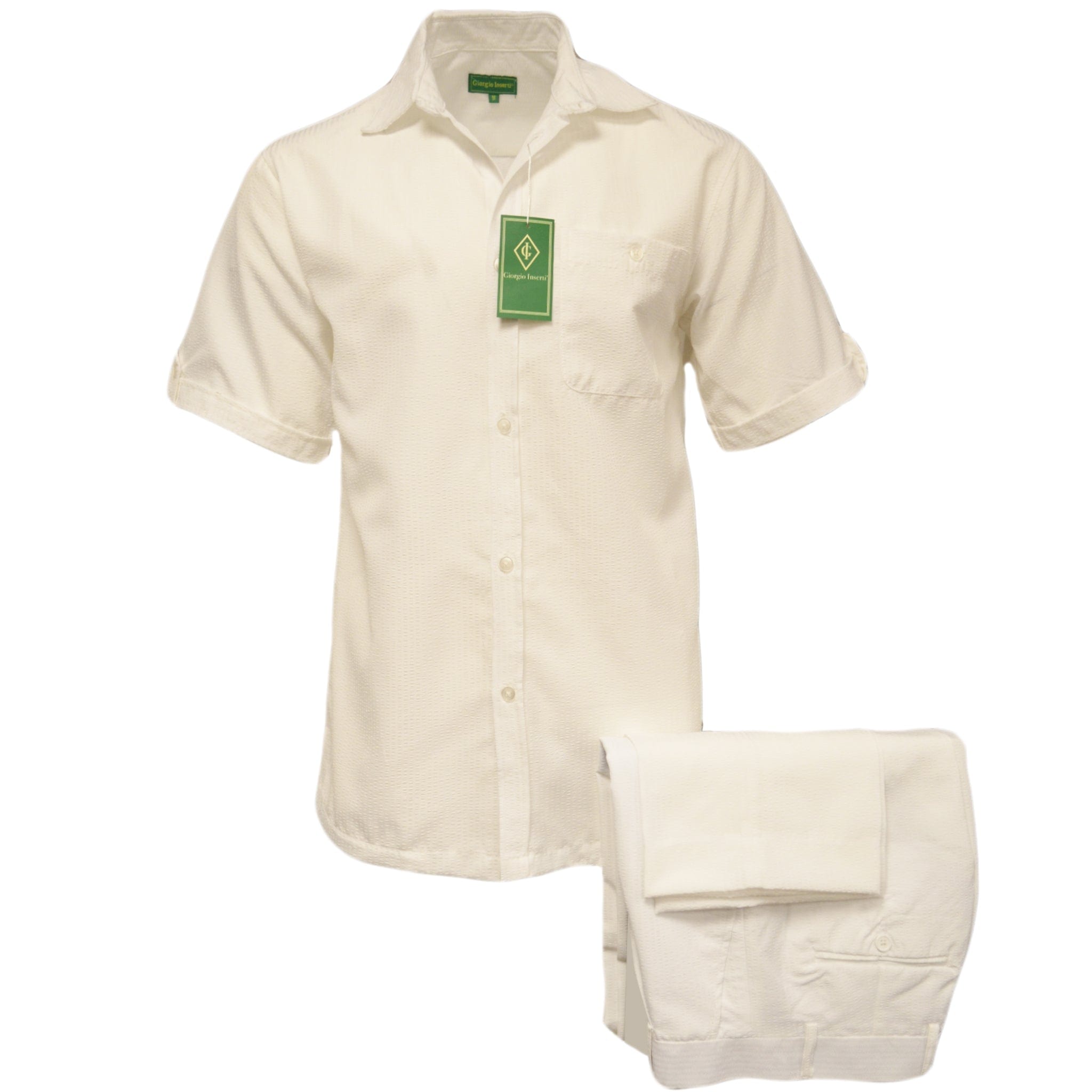MERC USA, INC INSEARCH O FS WHITE / MED GIORGIO INSERTI SEERSUCKER SUIT/Ss7287
