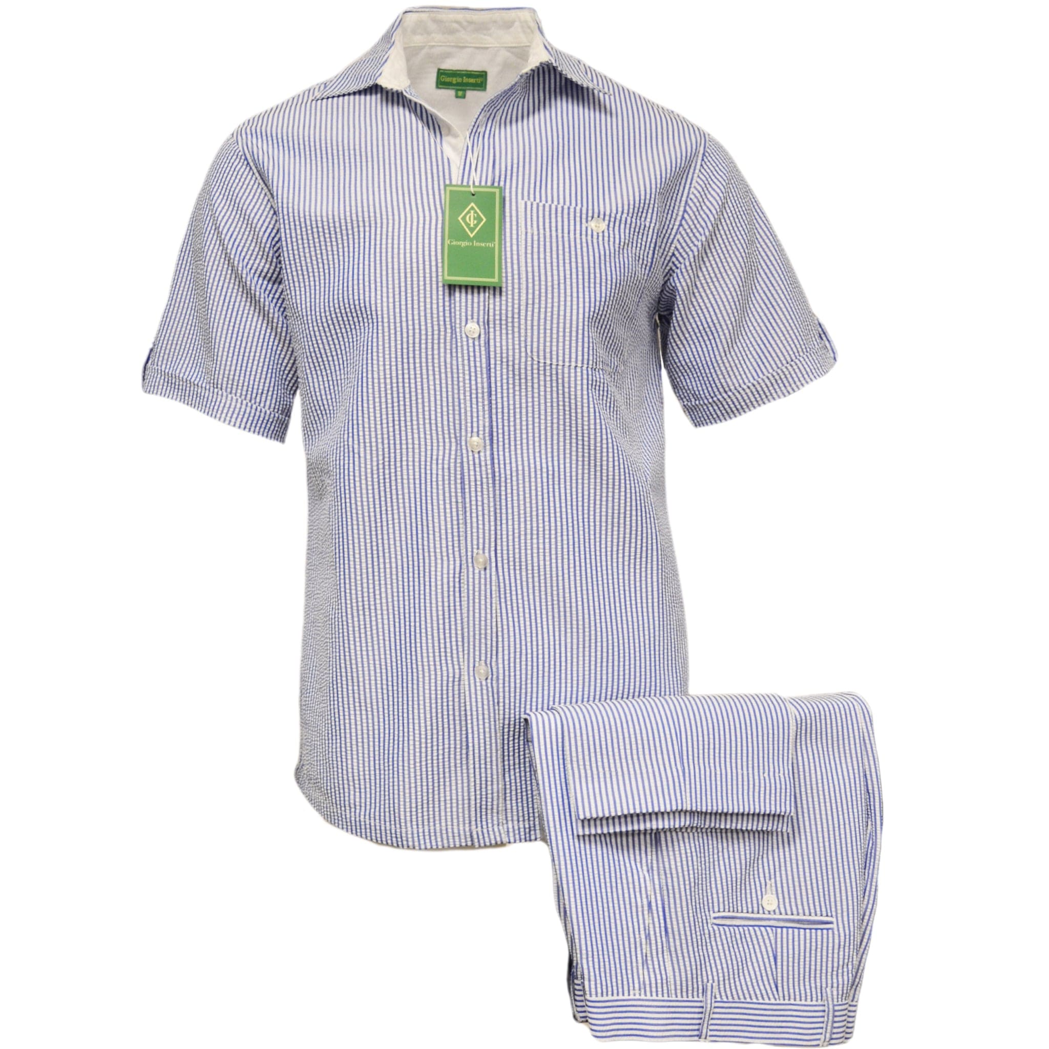 MERC USA, INC INSEARCH O FS ROYAL BLUE / MED GIORGIO INSERTI SEERSUCKER SUIT/Ss7287